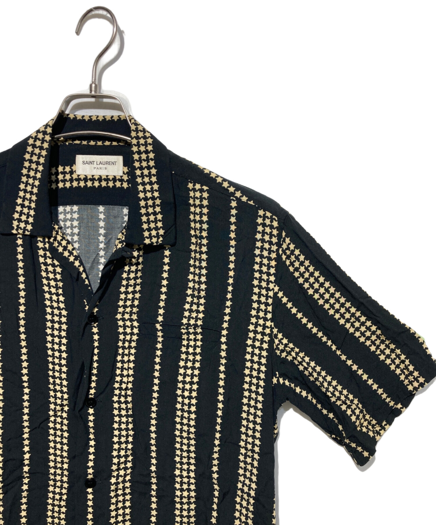 saint laurant サンローラン 金 黒 ストライプシャツ 中古・古着通販】Saint Laurent Paris (サンローランパリ) スター