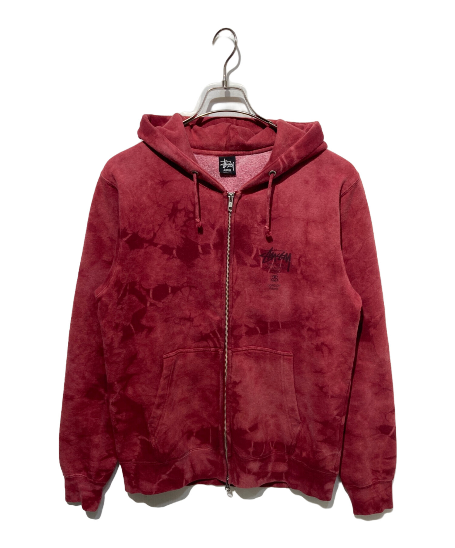 中古・古着通販】stussy (ステューシー) ジップパーカー レッド サイズ