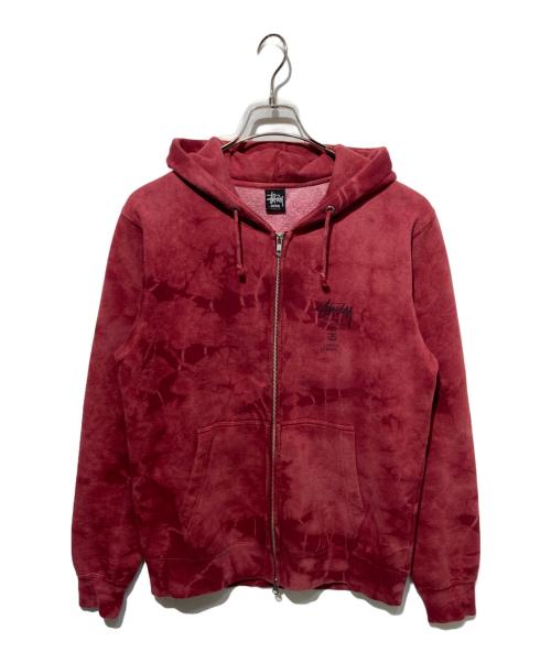 高*登様 STÜSSY ステューシー ジップパーカー 赤 L ピグメント加工 旧 中古・古着通販】stussy (ステューシー) ジップパーカー レッド サイズ