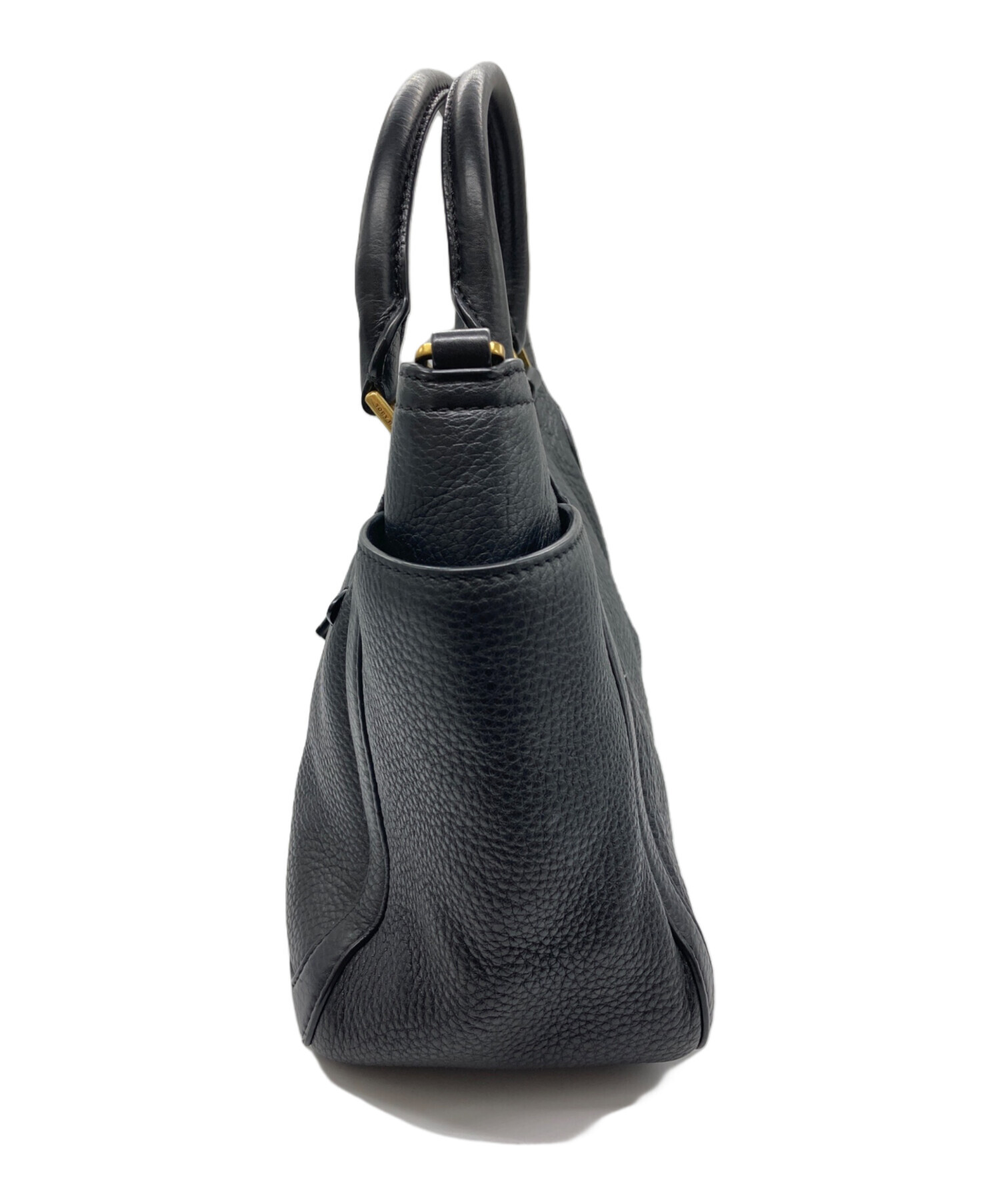 トリーバーチ　黒レザーハンドバッグ 中古・古着通販】TORY BURCH (トリーバーチ) レザーハンドバッグ