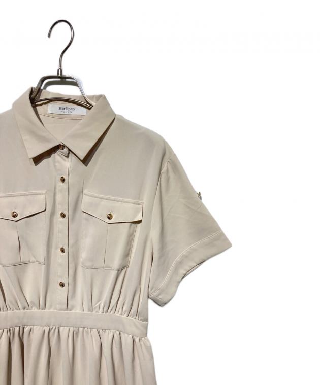【新品タグ付】ハーリップトゥ Noble Shirt Dress ベージュ M 中古・古着通販】Her lip to (ハーリップトゥ) Noble Shirt Dress