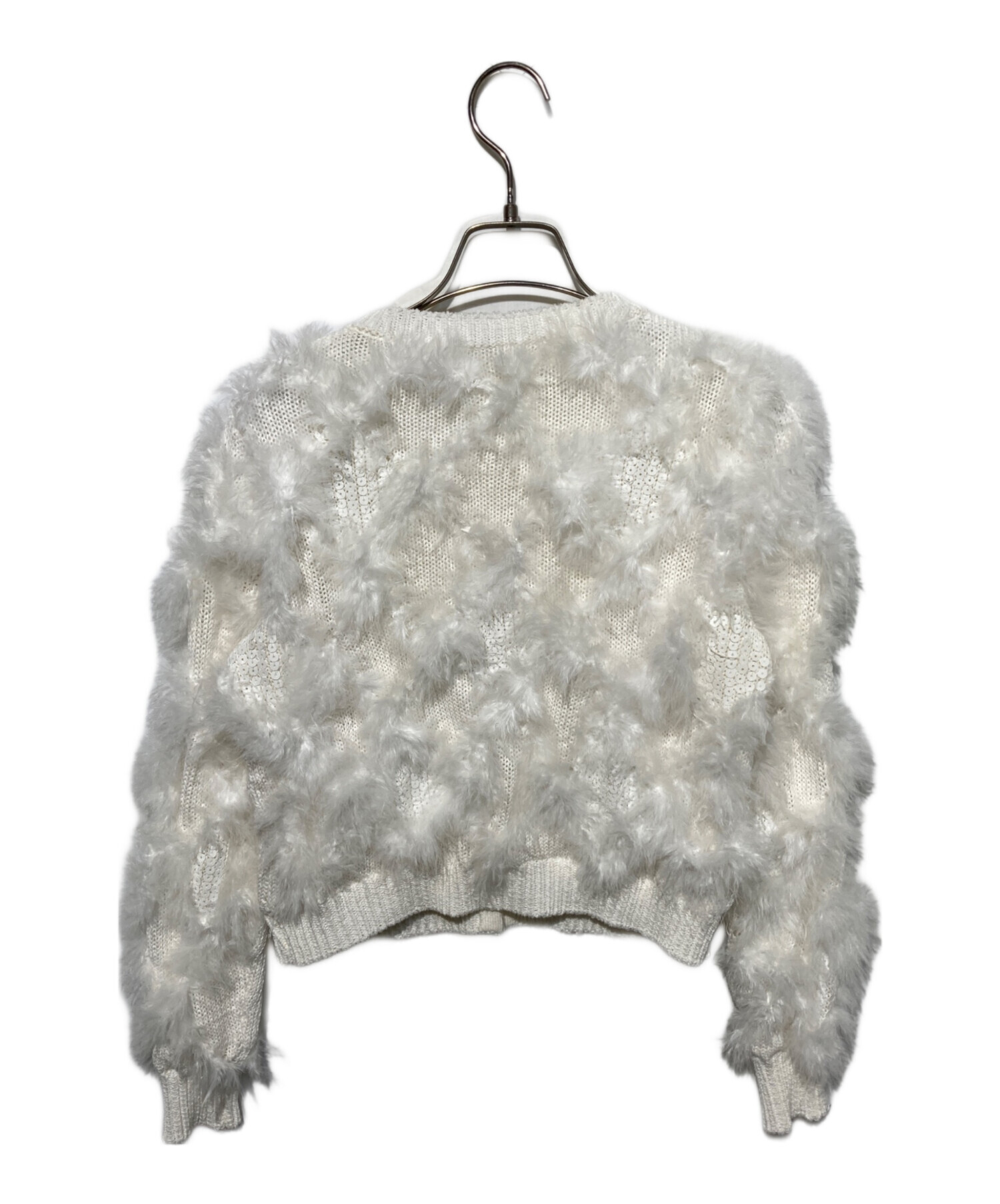 中古・古着通販】sheller (シェリエ) Feather fur cardigan ホワイト 中古・古着通販】sheller (シェリエ) Feather fur cardigan ホワイト