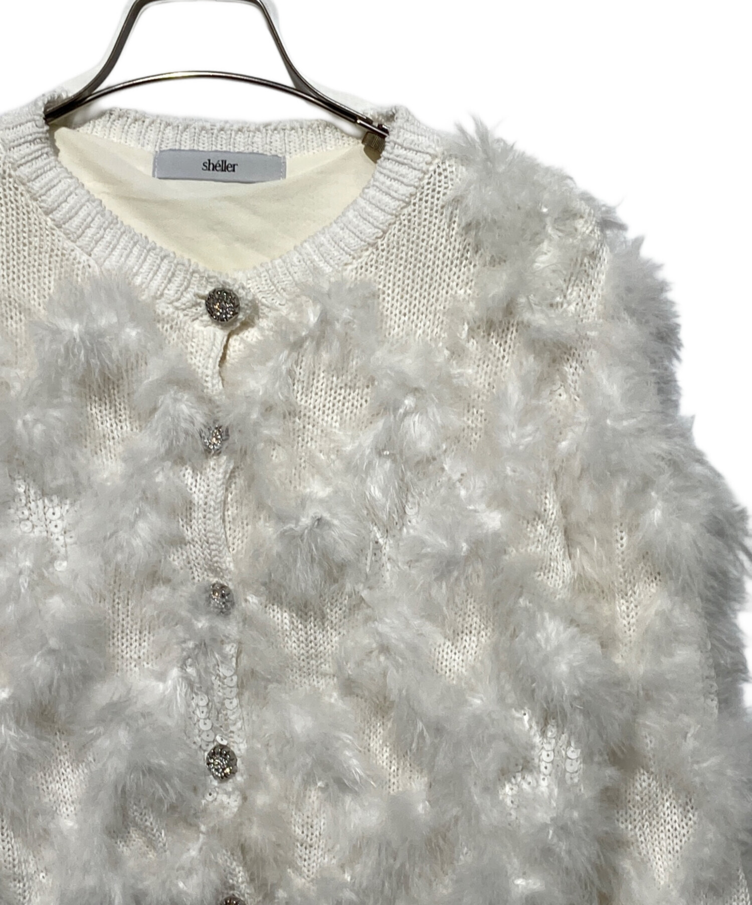 中古・古着通販】sheller (シェリエ) Feather fur cardigan ホワイト