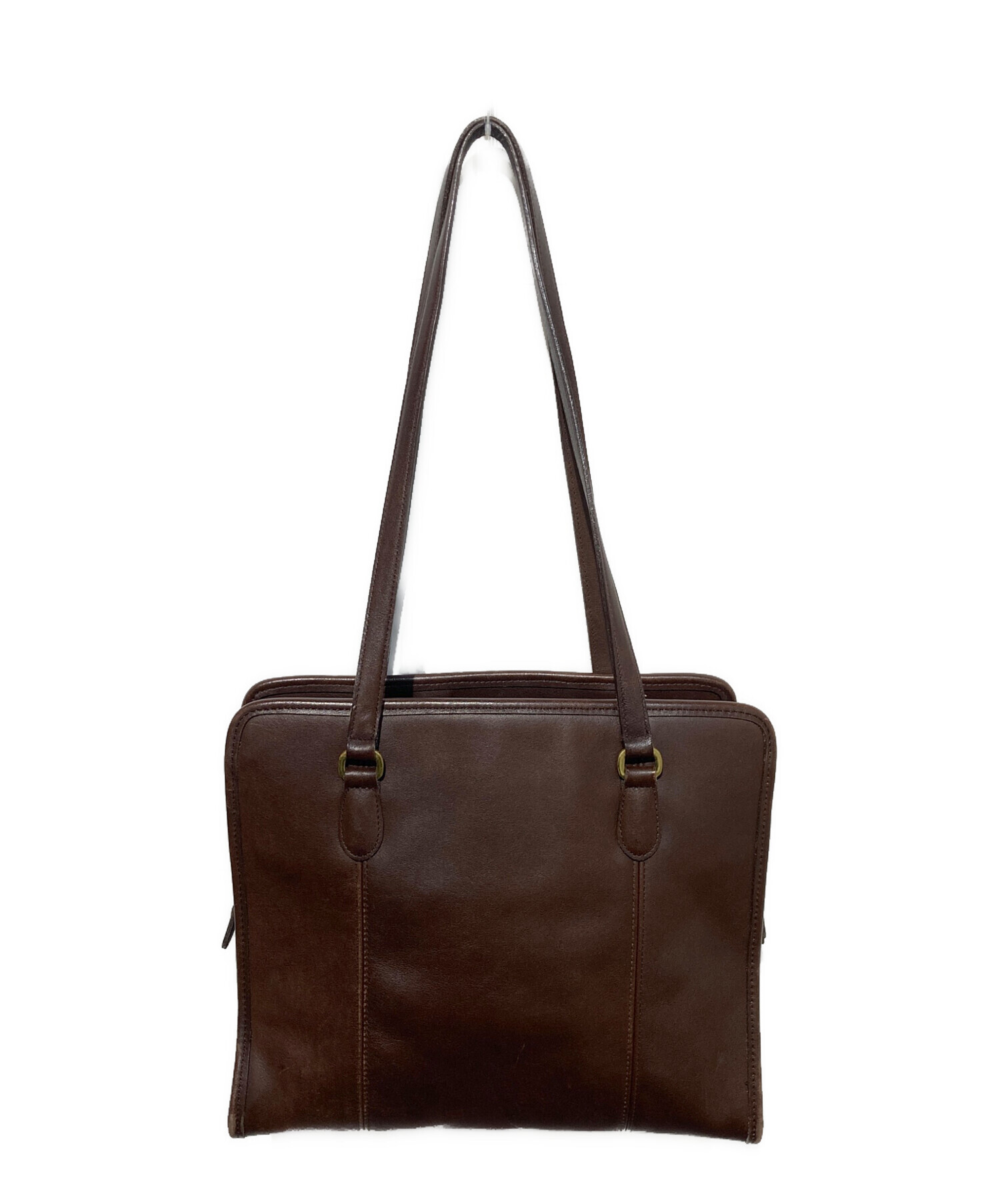 中古・古着通販】COACH (コーチ) レザーハンドバッグ ブラウン 