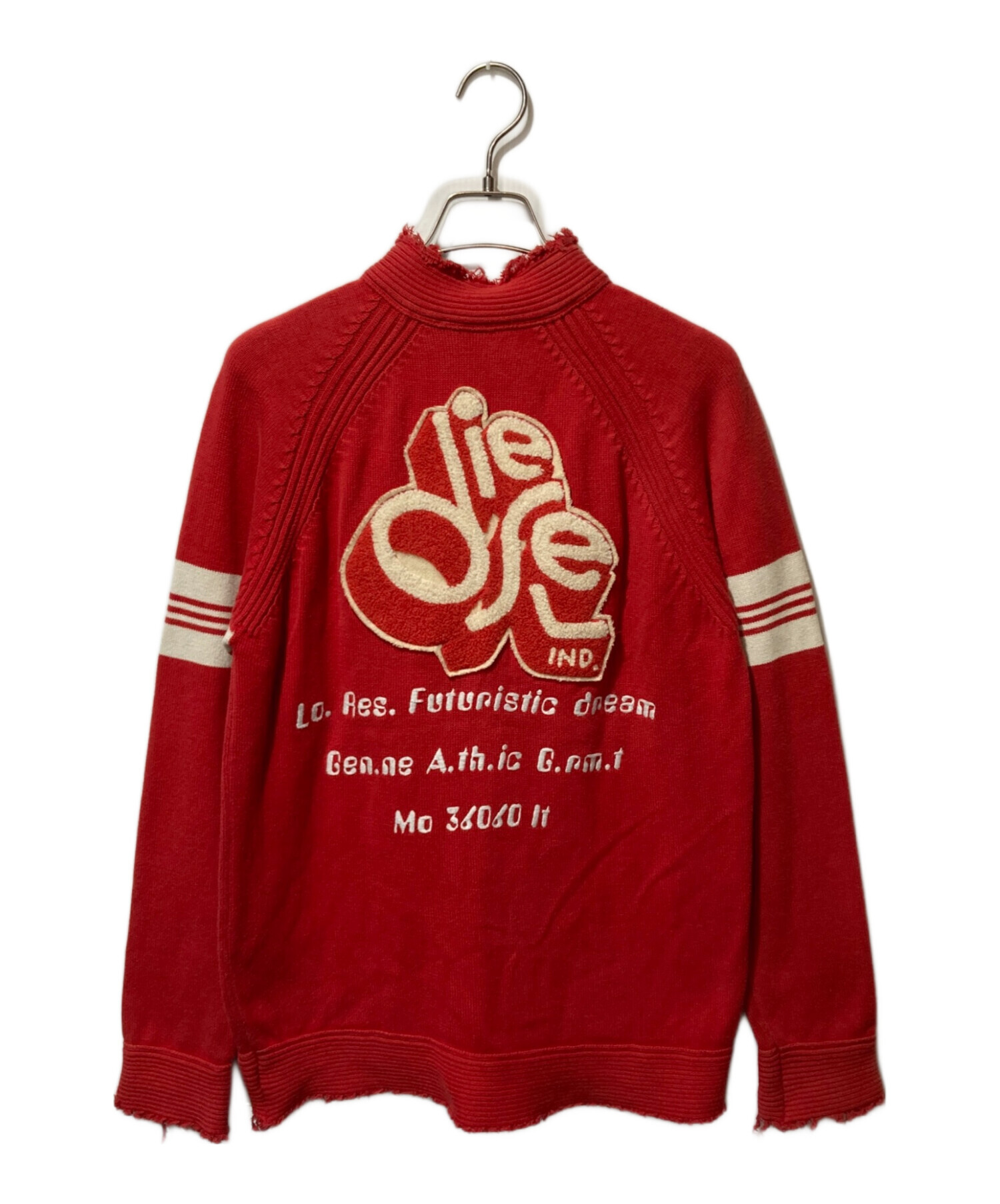 やまげさんも着用、DIESEL ディーゼル 赤ニット 中古・古着通販】DIESEL (ディーゼル) ダメージ加工ニットジャケット