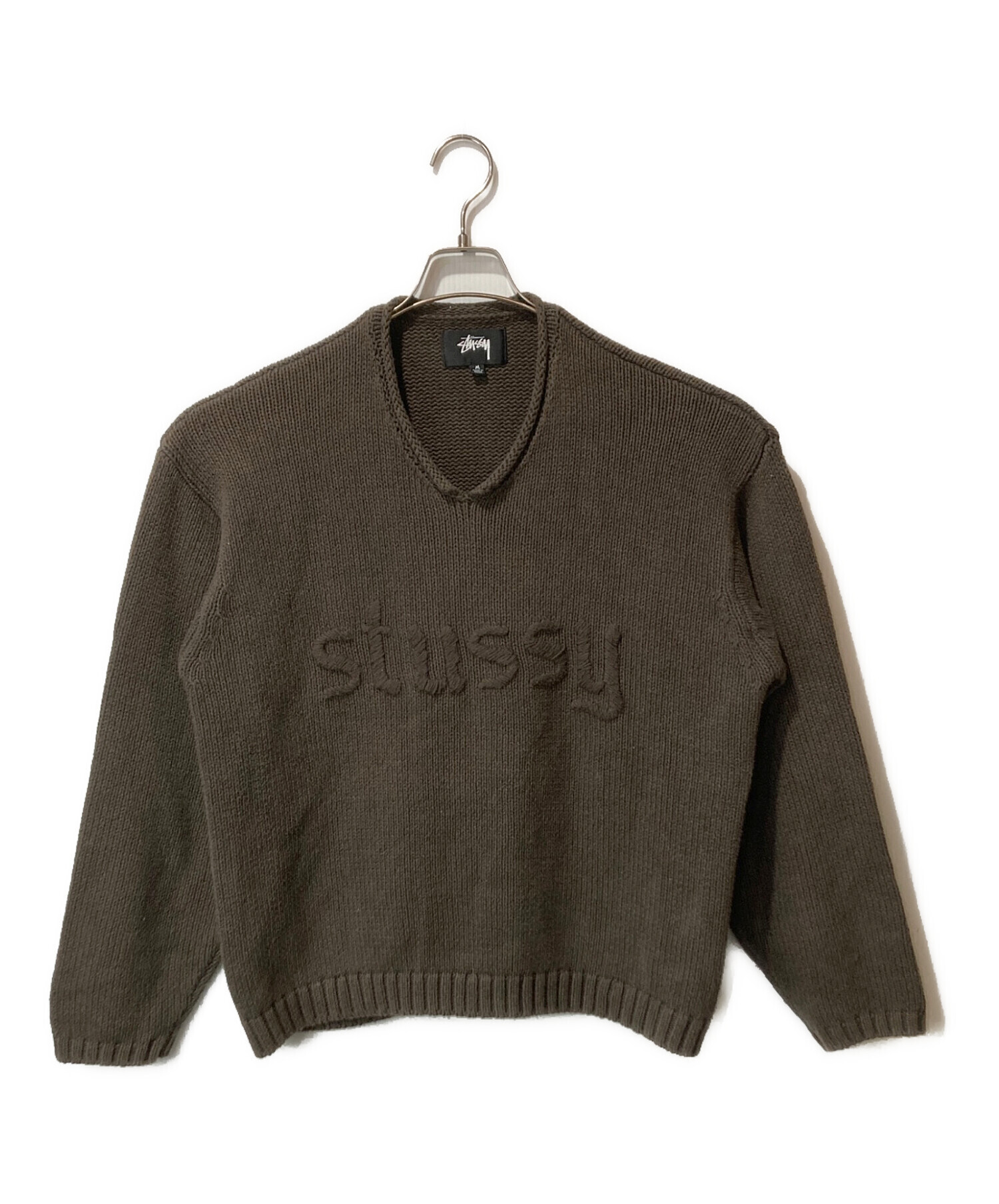 中古・古着通販】stussy (ステューシー) EMBROIDERED V-NECK LOGO