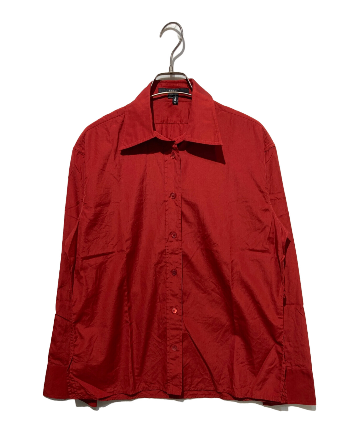 GUCCI　シャツ　ブラウス　赤　シルク　サイズ40　ビンテージ 中古・古着通販】GUCCI (グッチ) ドレスシャツ レッド サイズ:40