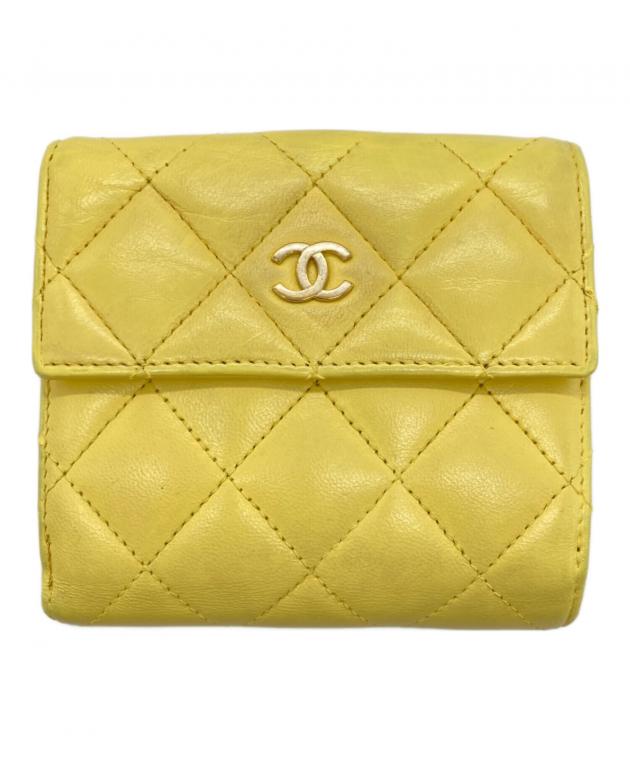 中古・古着通販】CHANEL (シャネル) マトラッセ 三つ折り財布 イエロー
