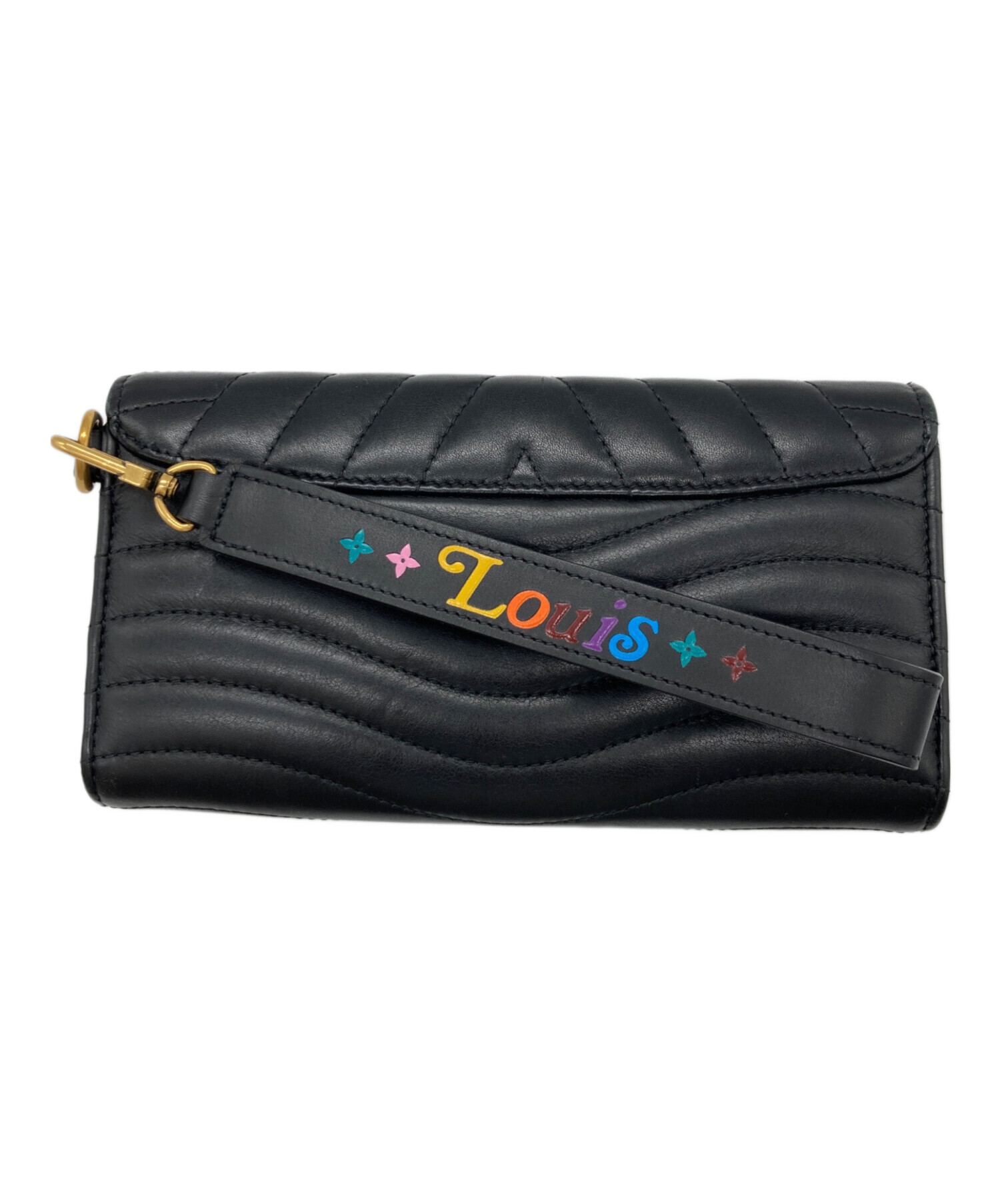 LOUIS VUITTON ルイヴィトン 長財布 ニューウェーブ ロングウォレット ノワール M63298 カーフ    ブラック 黒 ゴールド金具 レディース【中古品】 LOUIS VUITTON - LOUIS VUITTON ルイヴィトン 長財布 ニューウェーブ