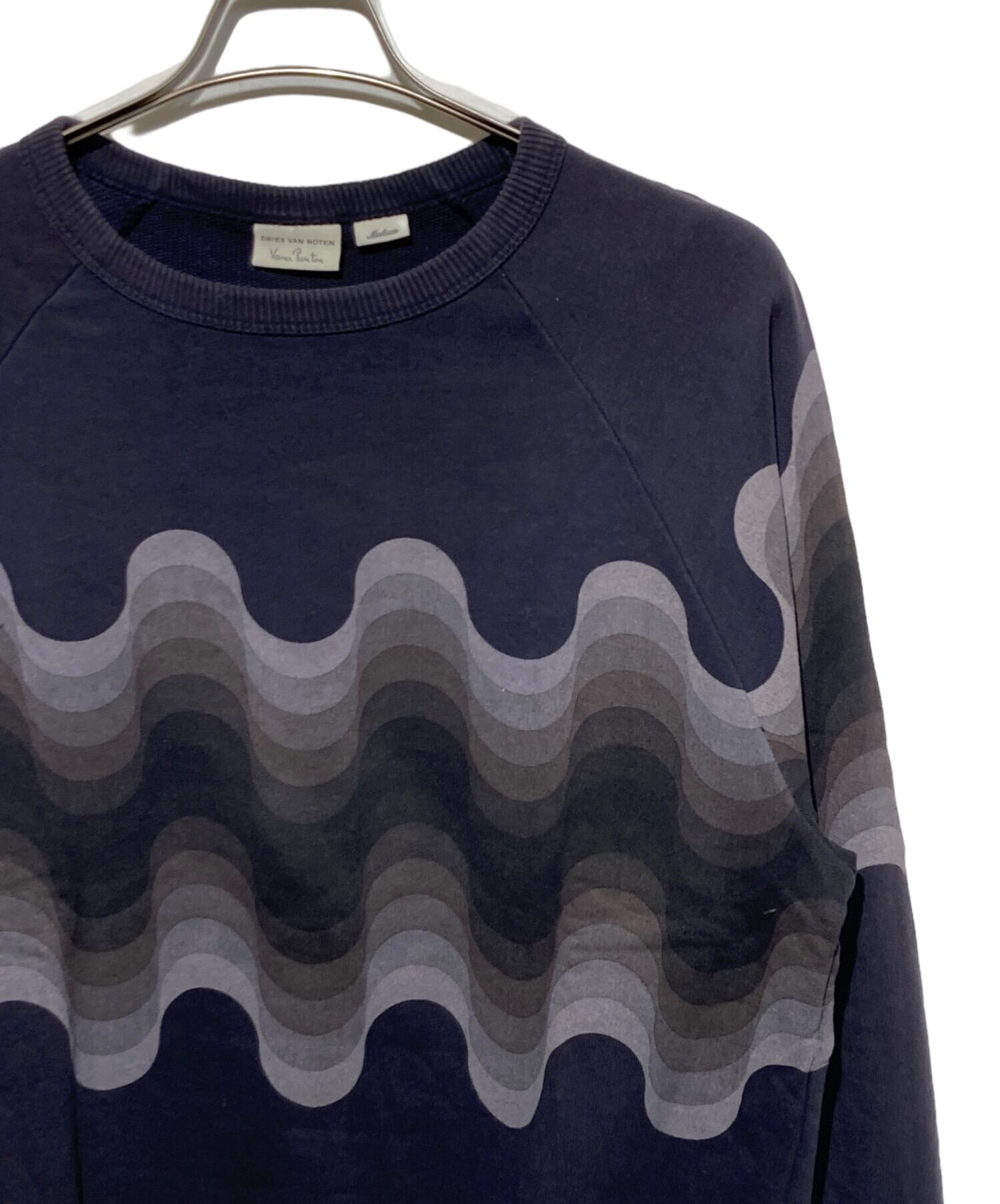 未使用 Mサイズ DRIES VAN NOTEN デザインスウェット 中古・古着通販】DRIES VAN NOTEN (ドリスヴァンノッテン) クルー