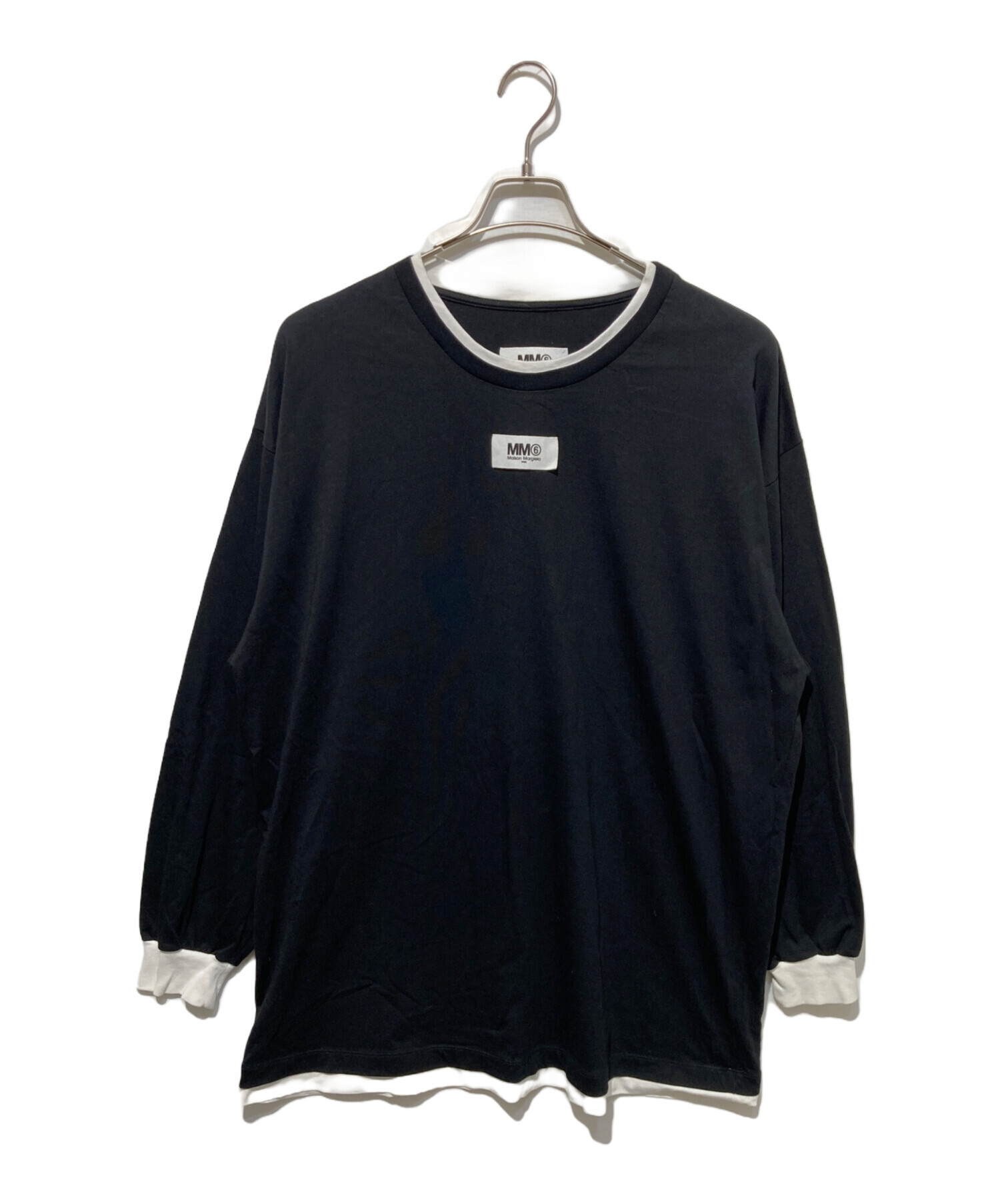 美品 22SS MM6 Maison Margiela エムエムシックス メゾンマルジェラ ロゴプリント レイヤードカットソー S52GC0239 Mサイズ ホワイト レディース 古着 中古 USED 美品 22SS MM6 Maison Margiela エムエムシックス メゾンマルジェラ