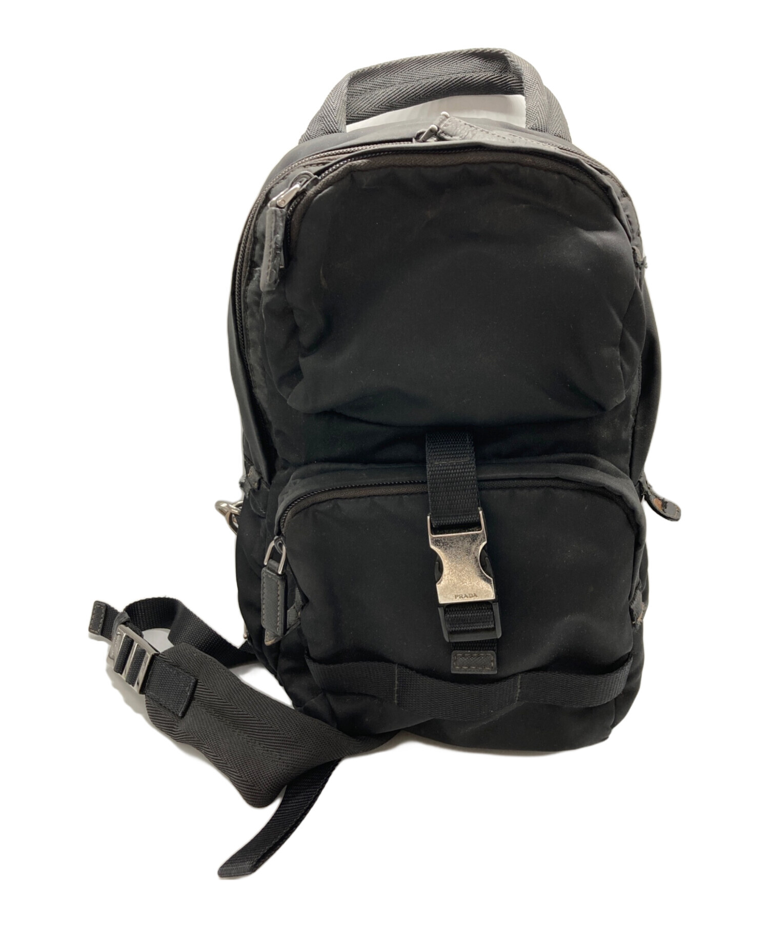 PRADA ボディバッグ ブラック ナイロン 中古・古着通販】PRADA (プラダ) ナイロンボディバッグ ブラック