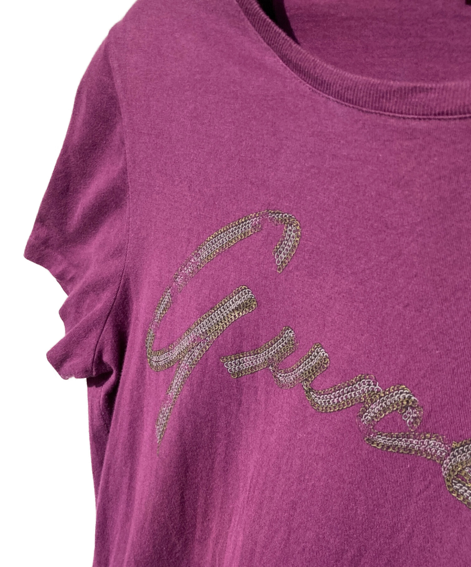 中古・古着通販】GUCCI (グッチ) ロゴTシャツ パープル サイズ:M 
