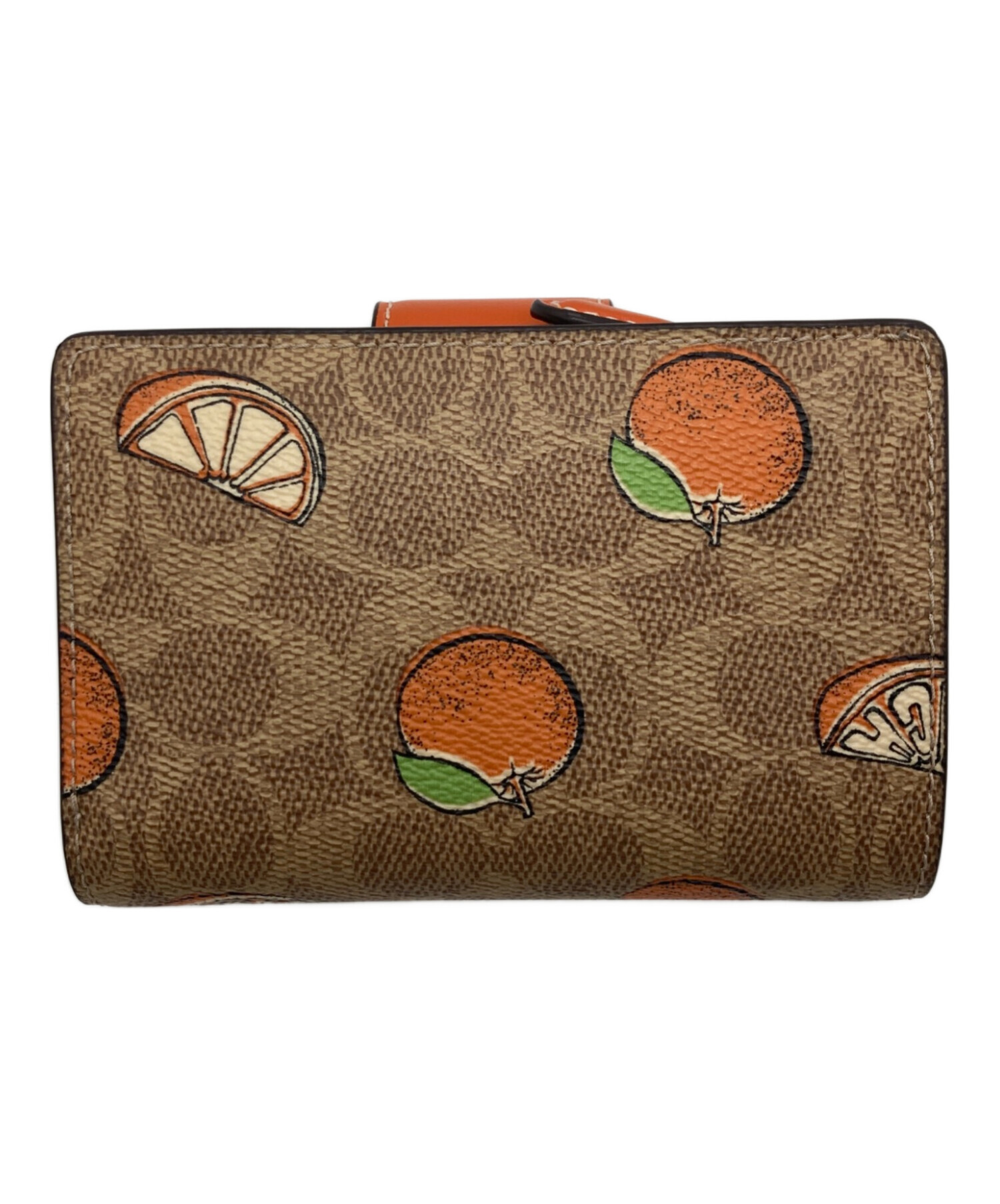 中古・古着通販】COACH (コーチ) 2つ折り財布 ベージュ×オレンジ