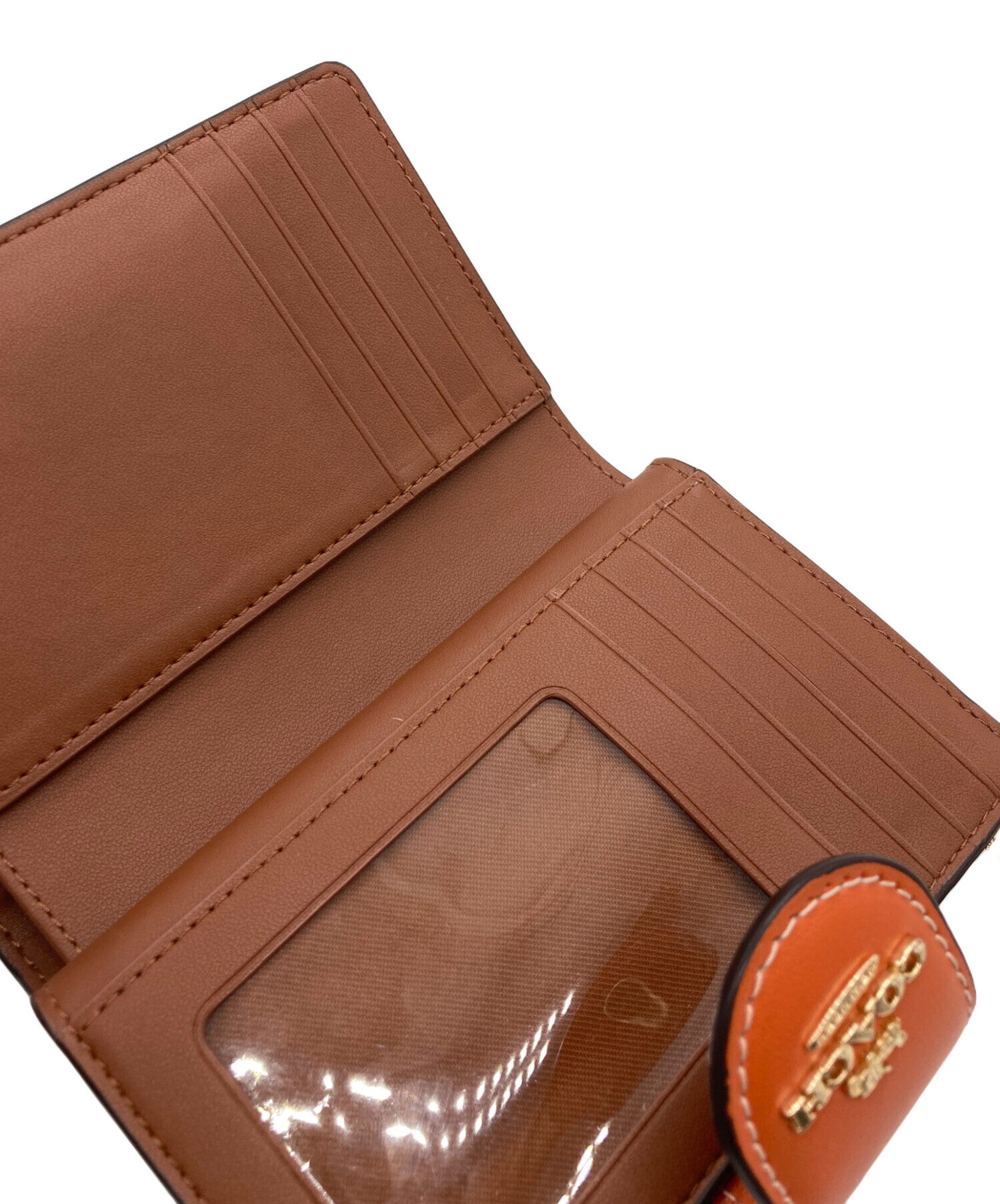 中古・古着通販】COACH (コーチ) 2つ折り財布 ベージュ×オレンジ