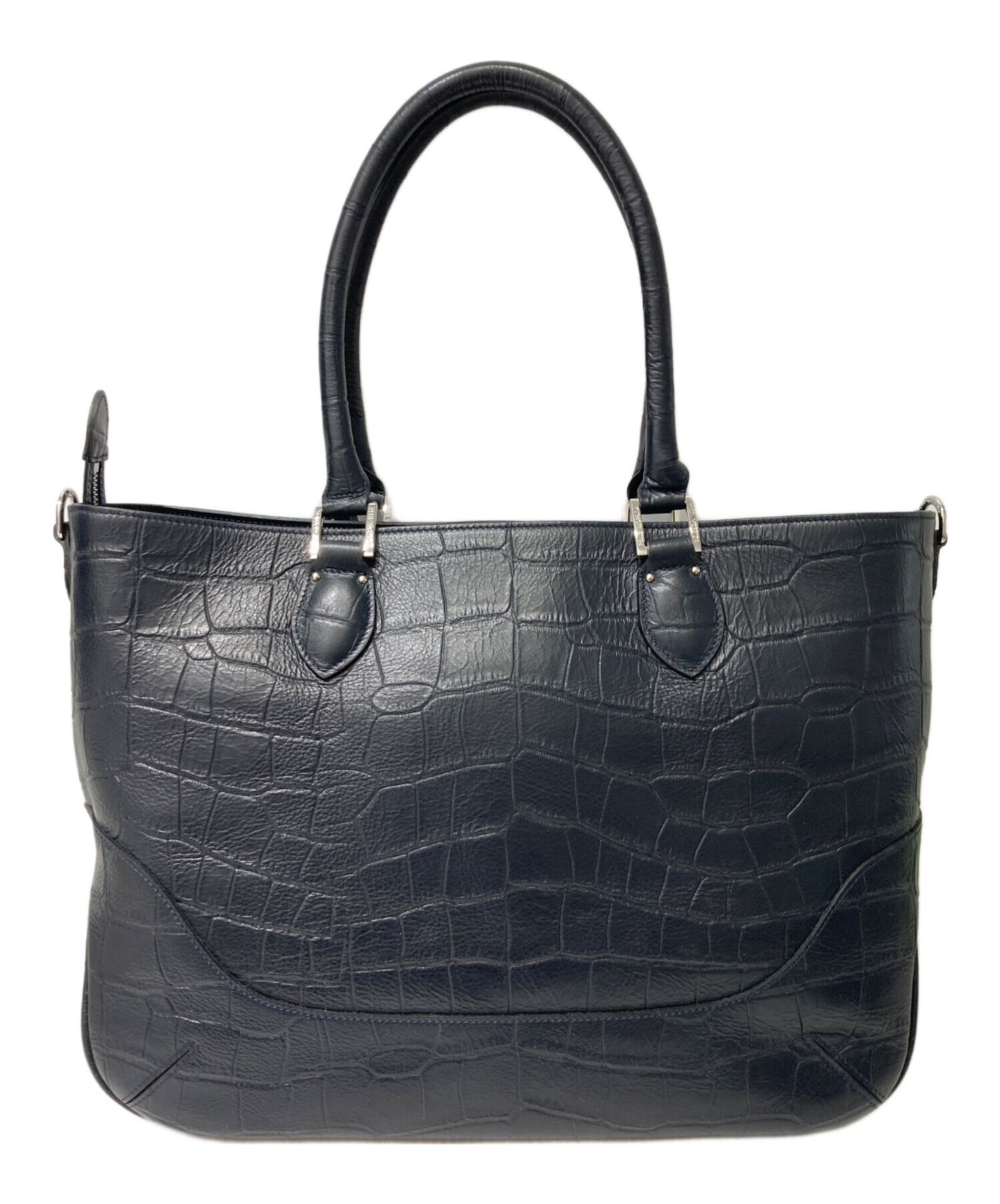 未使用級　PELLE MORBIDA ビジネストートバッグネイビ 中古・古着通販】PELLE MORBIDA (ペッレモルビダ) 型押しトートバッグ