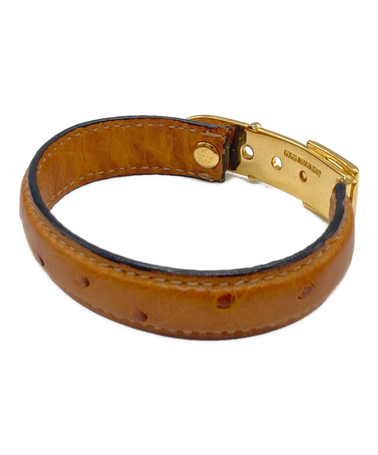 中古・古着通販】GUCCI (グッチ) レザーブレスレット ブラウン