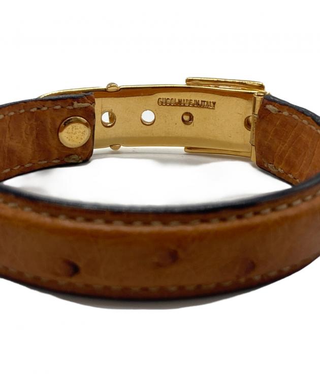 中古・古着通販】GUCCI (グッチ) レザーブレスレット ブラウン