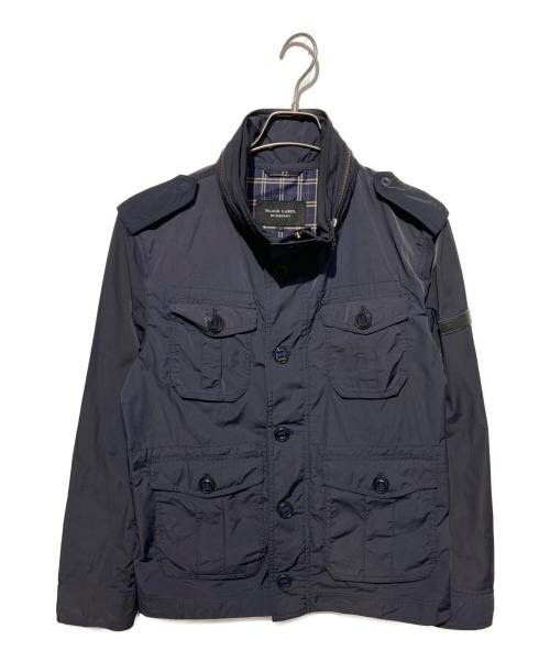 【美品】バーバリーブルーレーベル ミリタリージャケット リアルファ 中綿 黒 中古・古着通販】BURBERRY BLACK LABEL (バーバリーブラックレーベル