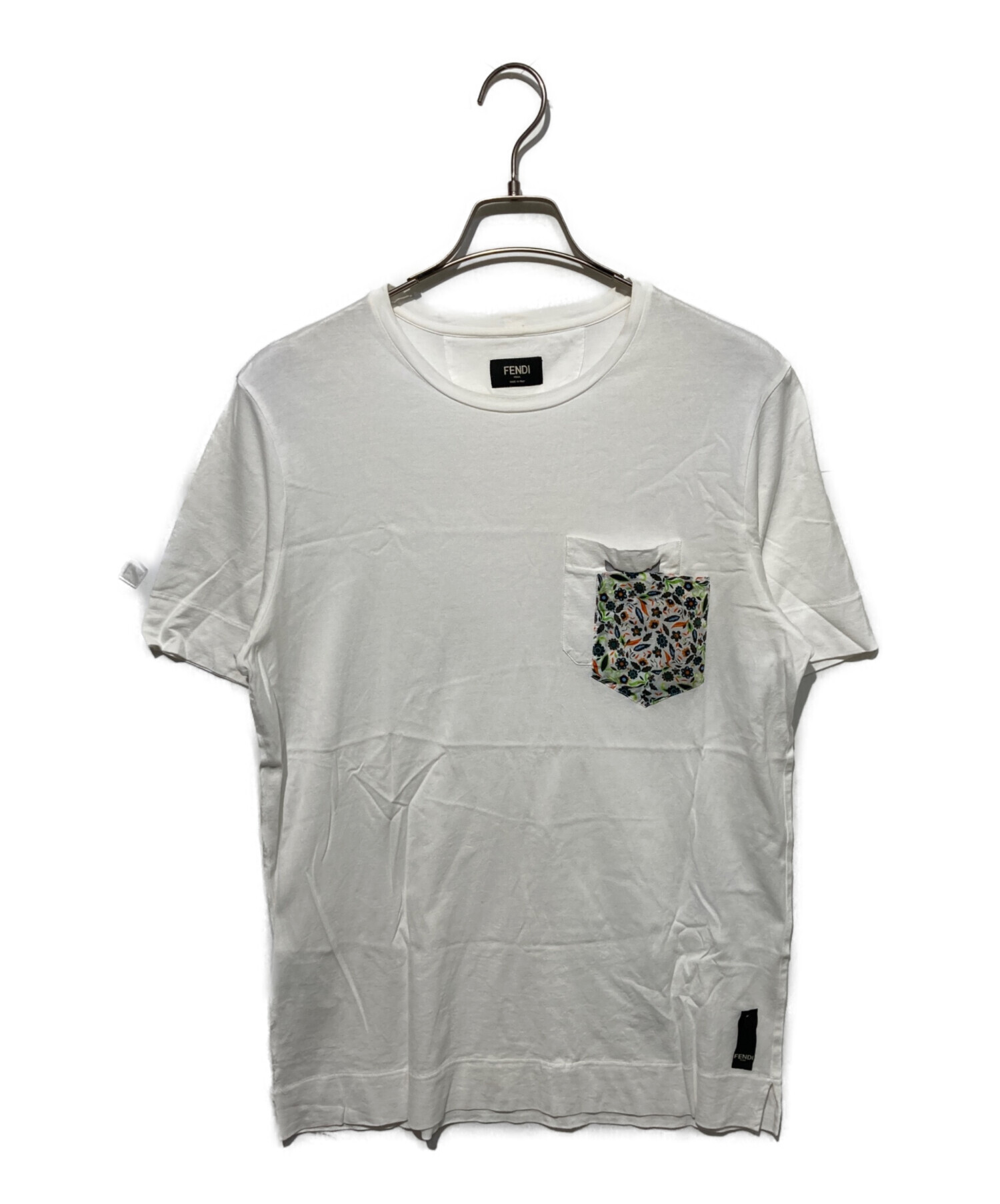 FENDI ホワイト Tシャツ ポケット付き 中古・古着通販】FENDI (フェンディ) ポケットTシャツ ホワイト サイズ