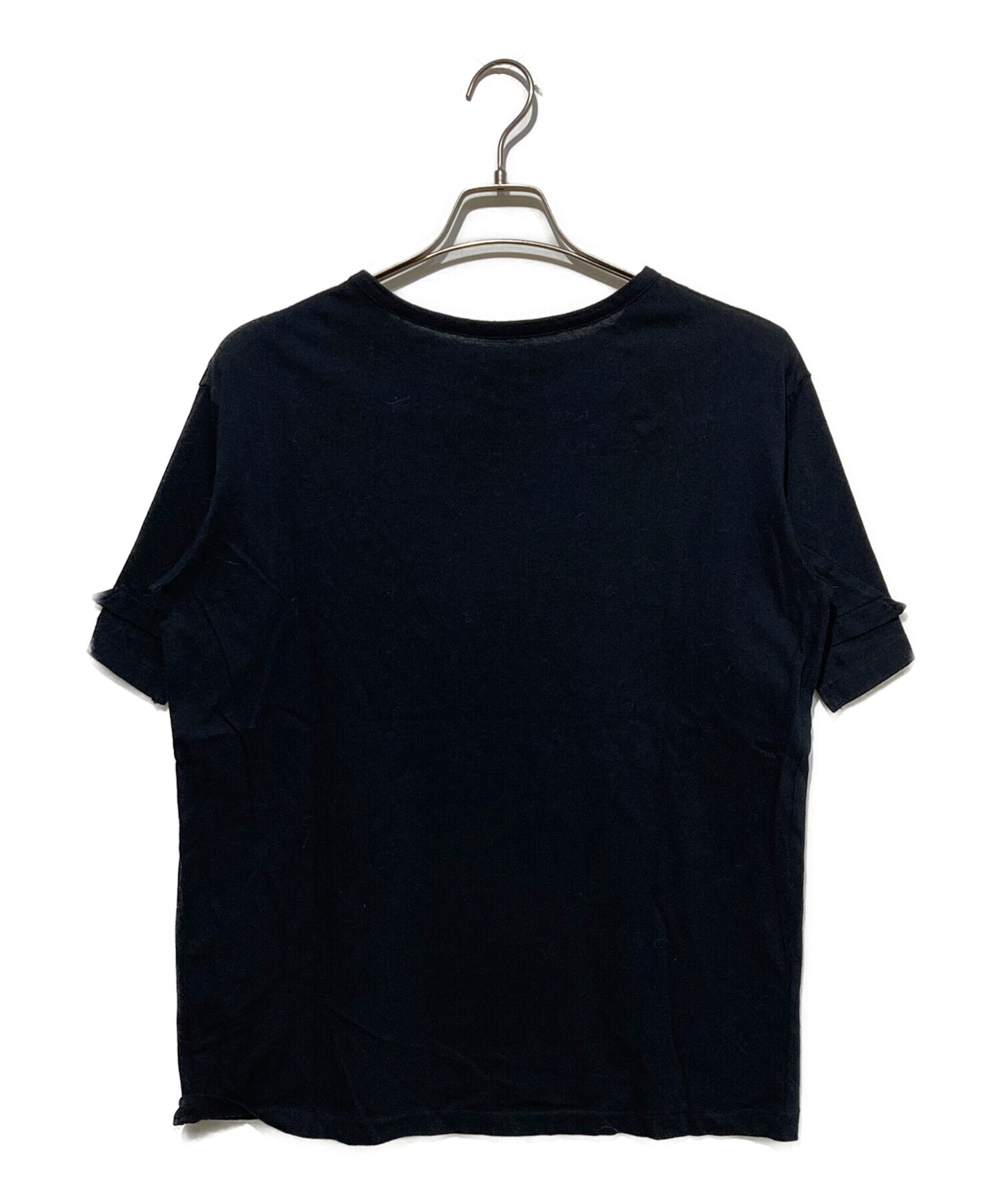 ヨウジヤマモト バックプリント Tシャツ カットソー　黒 中古・古着通販】YOHJI YAMAMOTO (ヨウジヤマモト) ロゴ刺繍Tシャツ
