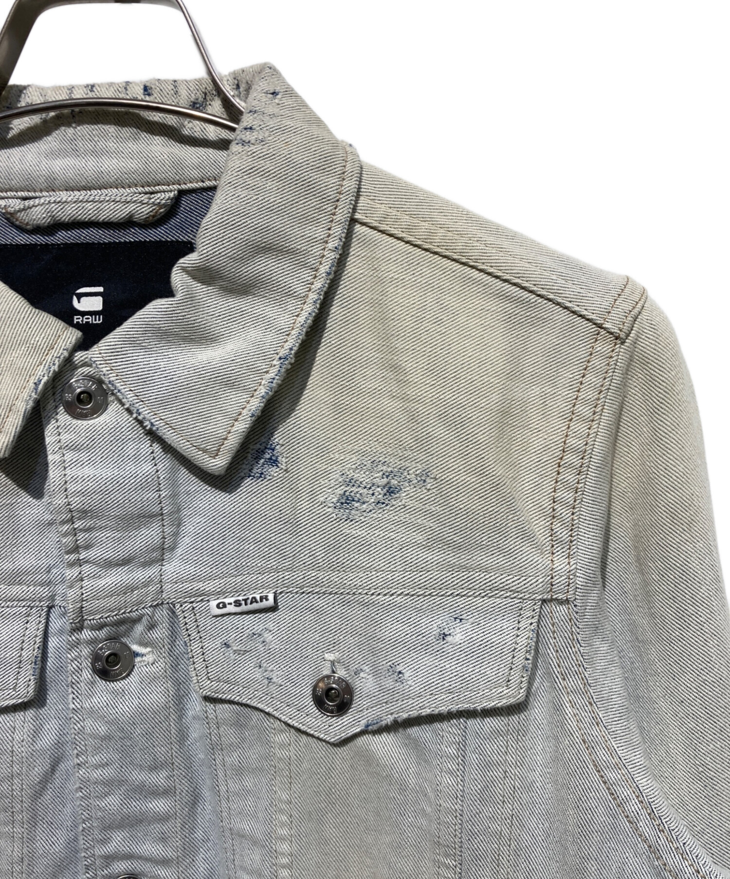 G-STAR RAW デニムジャケット ダメージ加工 中古・古着通販】G-STAR RAW (ジースターロゥ) ダメージ加工デニム