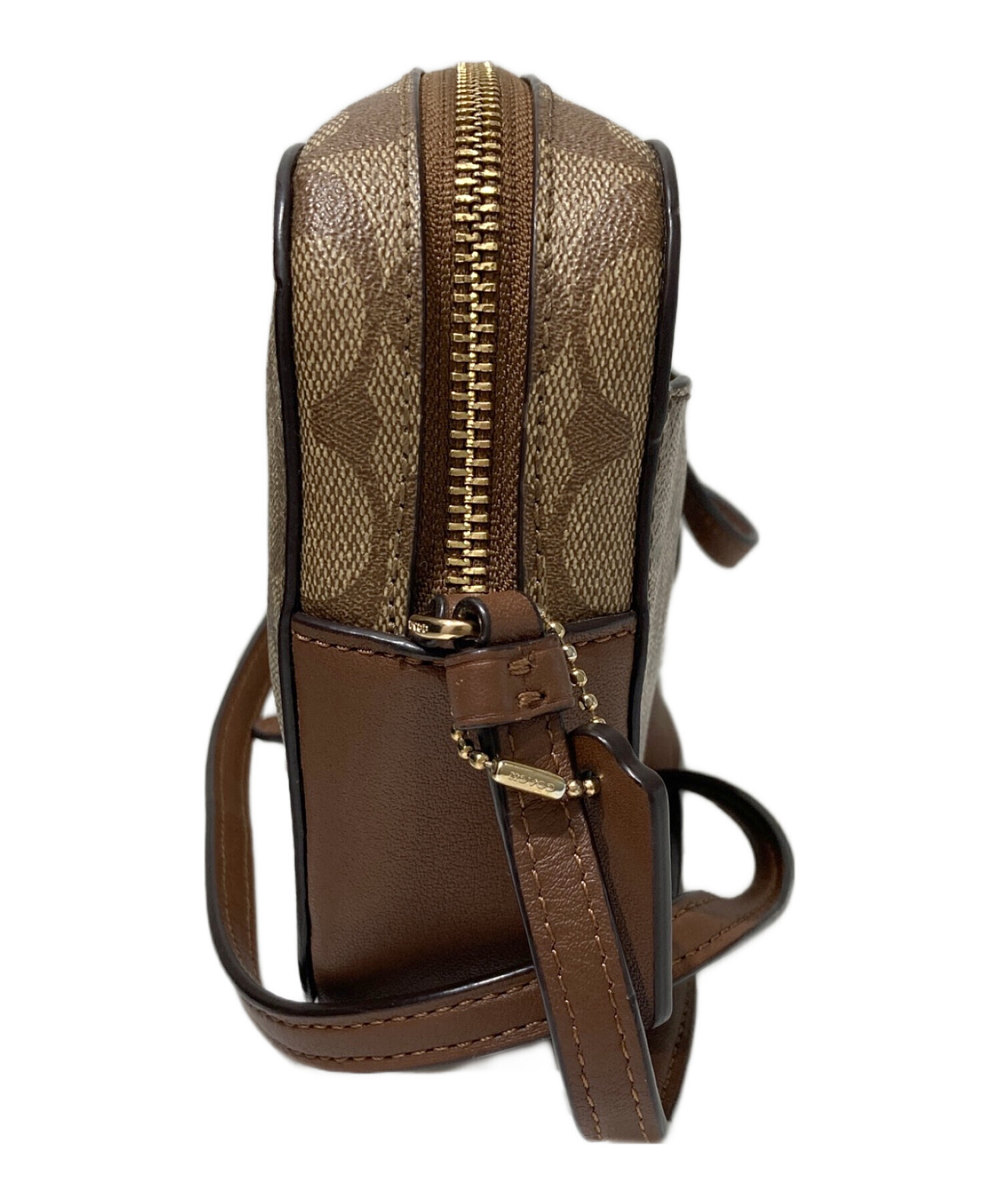 コーチ ロゴパターン ベルト ブラウン/ベージュ　Sサイズ　保存袋付きモノグラム 中古・古着通販】COACH (コーチ) シグネチャーショルダーバッグ
