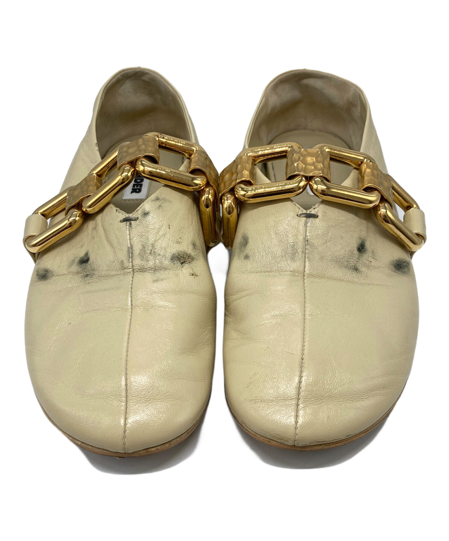 JIL SANDER フラットシューズ クリーム色 35 中古・古着通販】JIL SANDER (ジルサンダー) チェーンデザインフラット