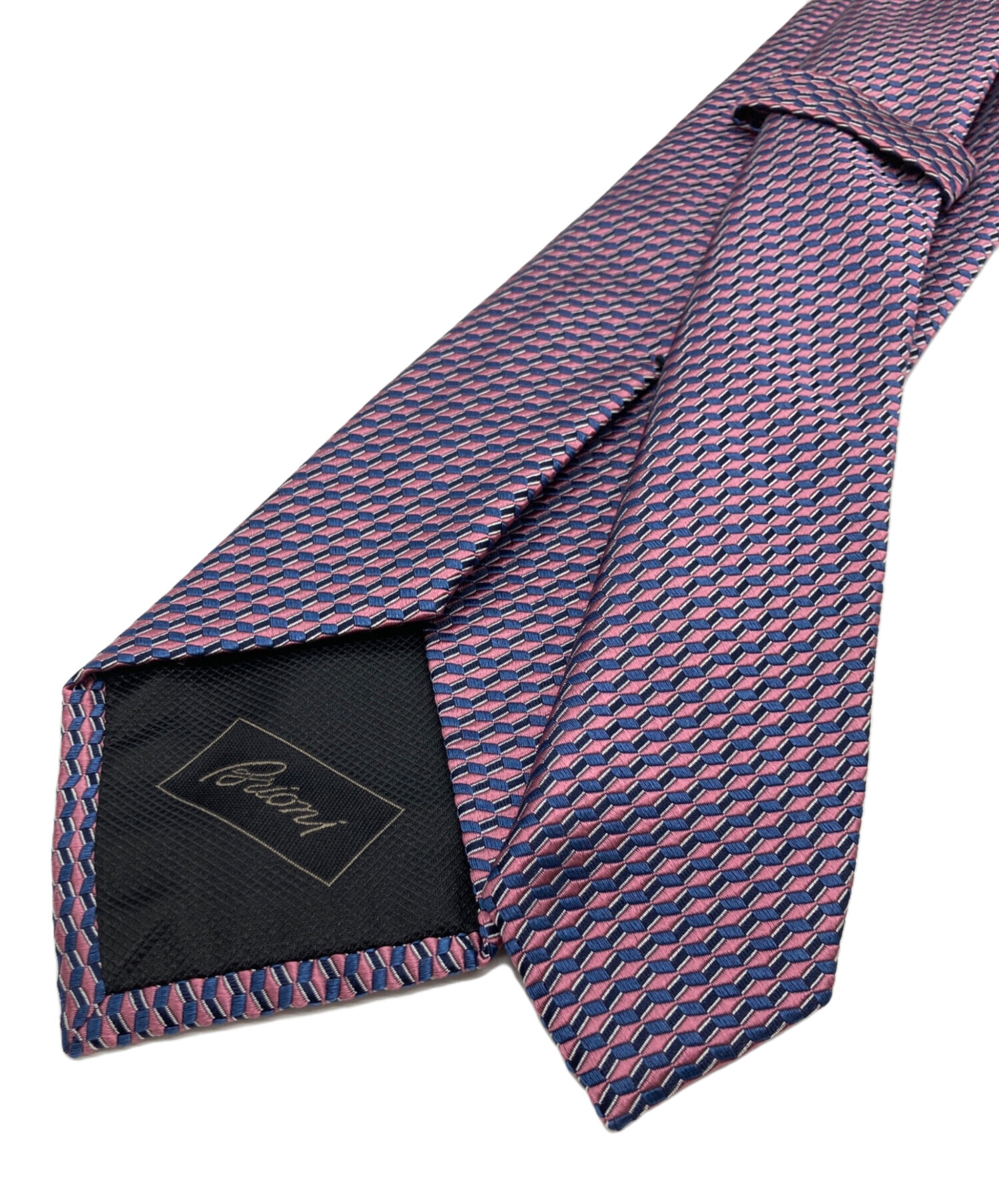 Brioni ブリオーニ 極美品 未使用級 サテンネクタイ ピンク 幾何学 光沢 中古・古着通販】BRIONI (ブリオーニ) ネクタイ ブルー×ピンク サイズ