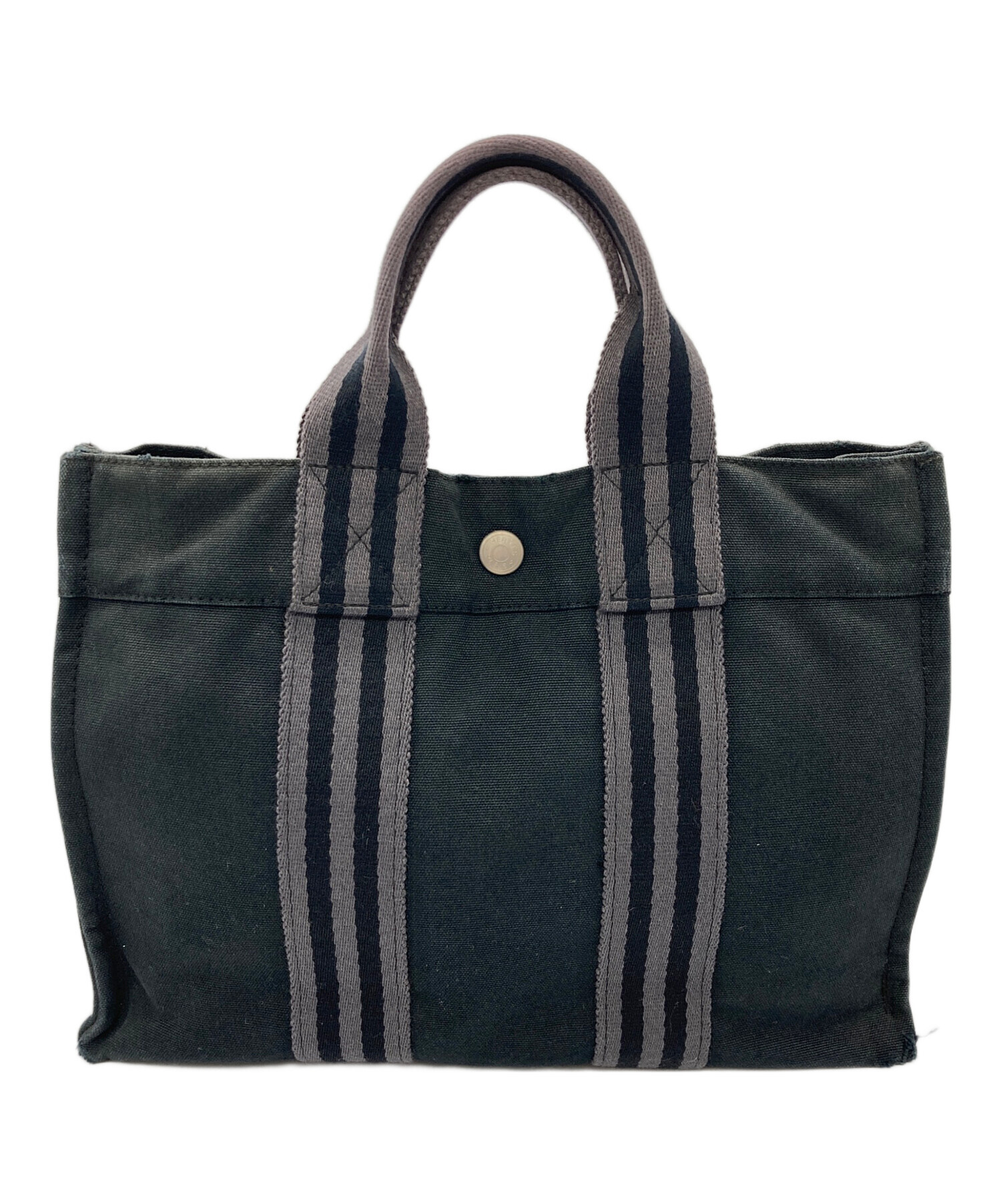 エルメス フールトゥPM トートバッグ 黒×生成り 中古・古着通販】HERMES (エルメス) フールトゥPM ミニトートバッグ