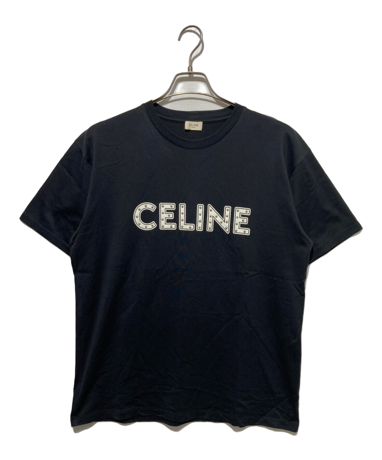 新品　セリーヌ　Tシャツ　スタッズ　ロゴ　ブラック 中古・古着通販】CELINE (セリーヌ) スタッズロゴTシャツ ブラック