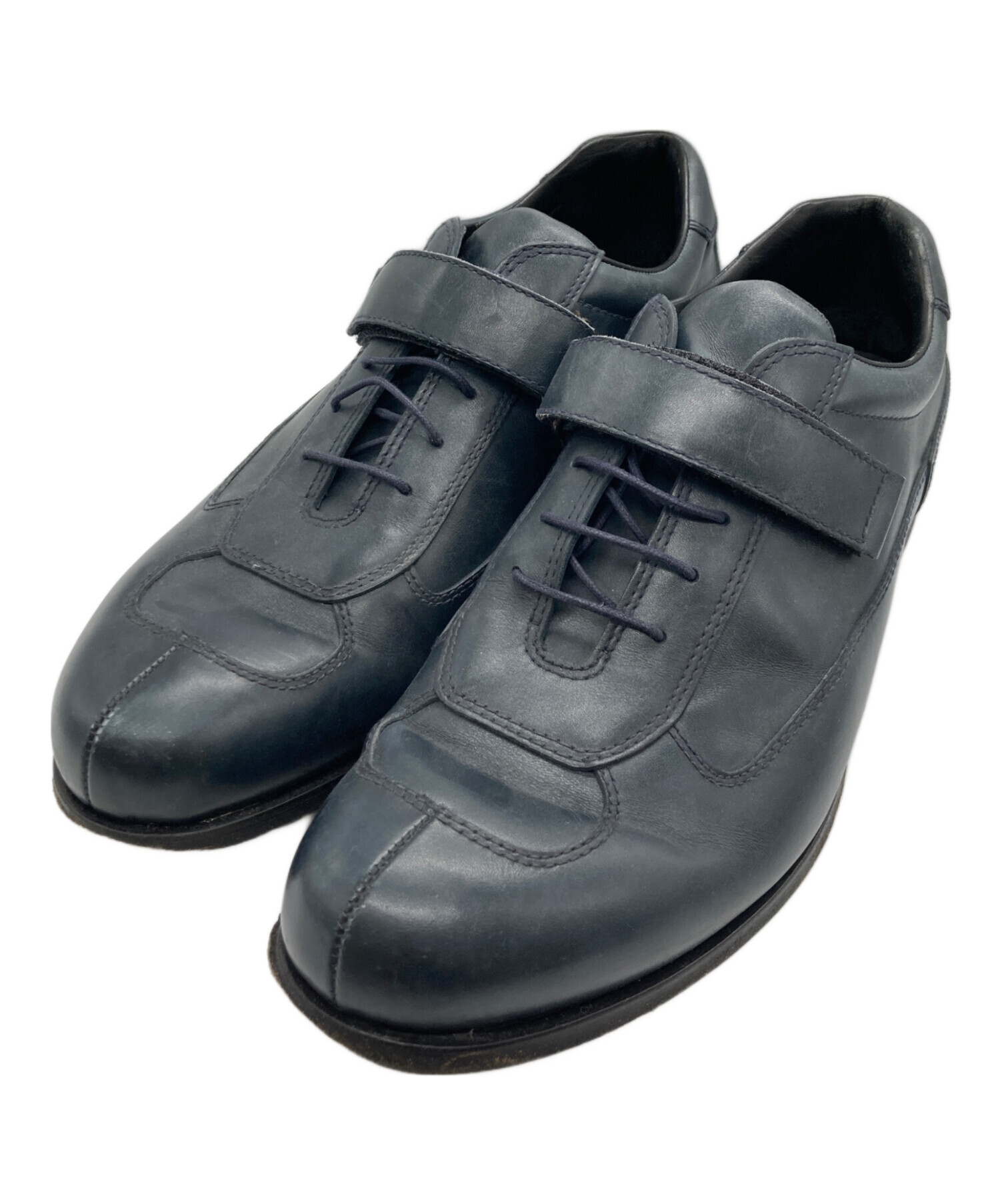 中古・古着通販】PRADA (プラダ) ベルクロレザーシューズ ネイビー 