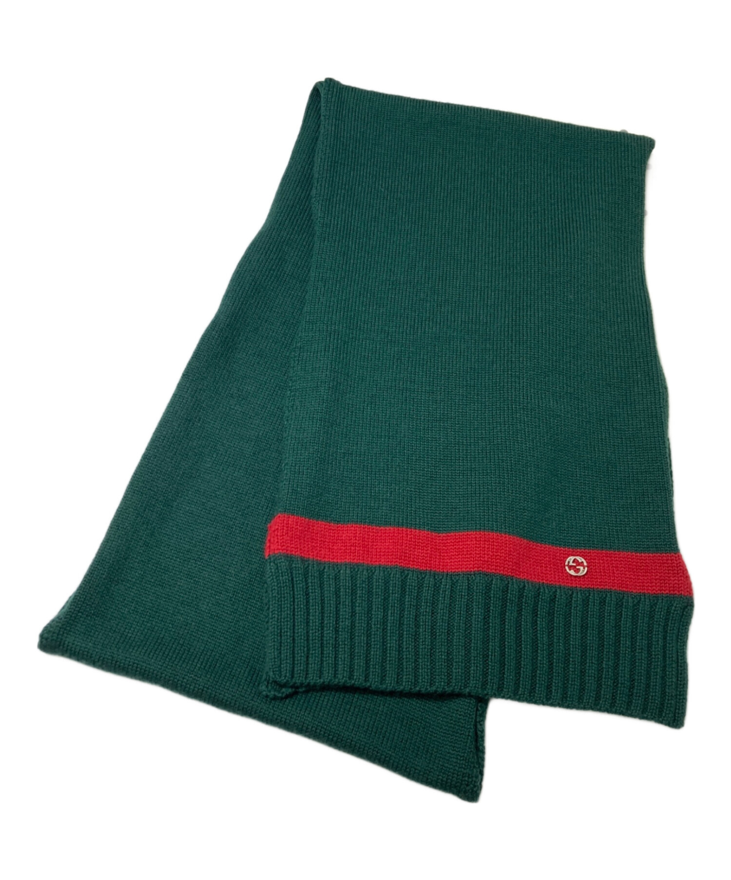 Gucci GGロゴマフラー ダークグリーン 中古・古着通販】GUCCI (グッチ) GGロゴニットマフラー グリーン