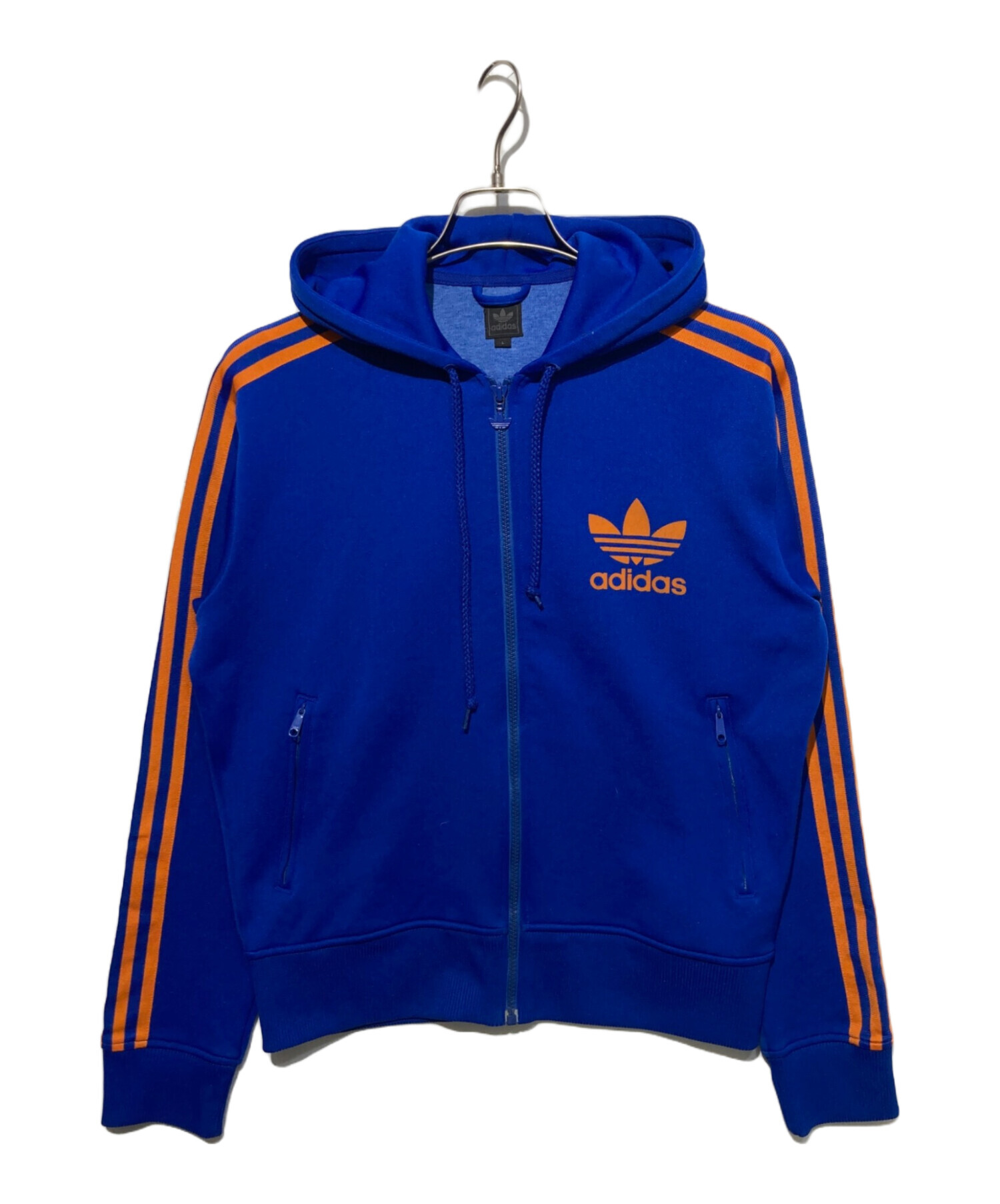 激レア 80s  トラックジャケット フーディ 好配色 オレンジ 青 中古・古着通販】adidas (アディダス) フーデッドトラックジャケット