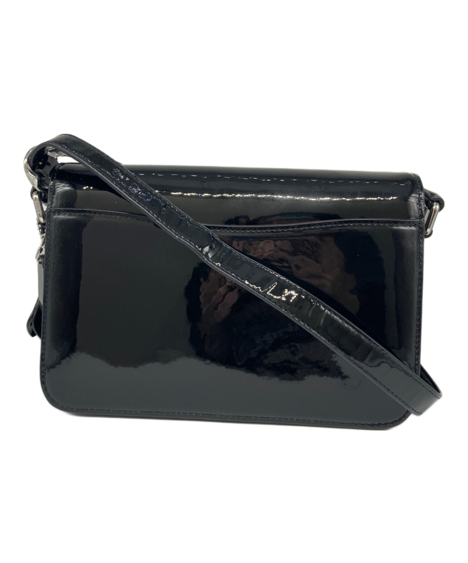COACH パテントレザー ショルダーバッグ ブラック 中古・古着通販】COACH (コーチ) ストゥディオ パテントレザー