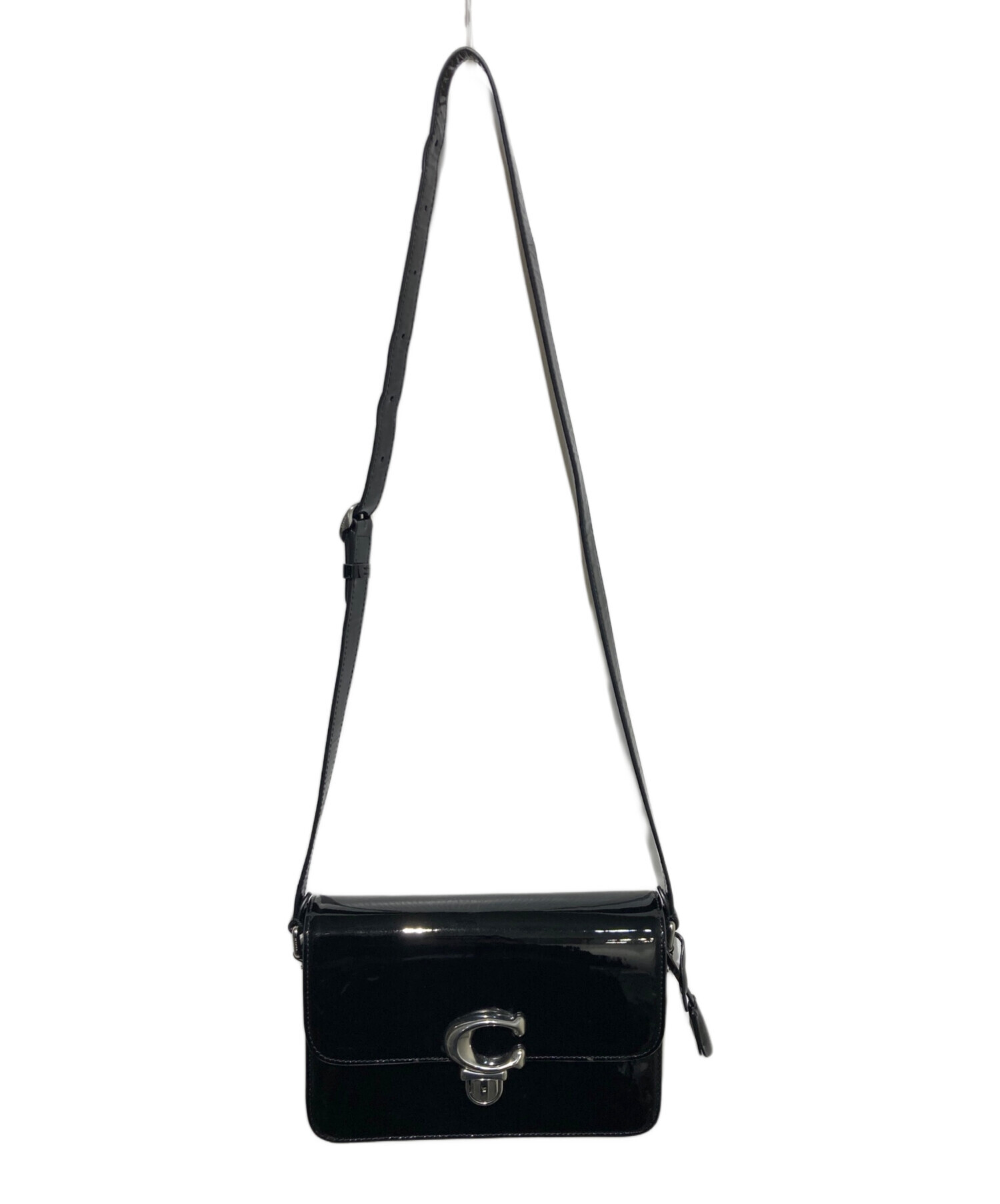 COACH パテントレザー ショルダーバッグ ブラック 中古・古着通販】COACH (コーチ) ストゥディオ パテントレザー