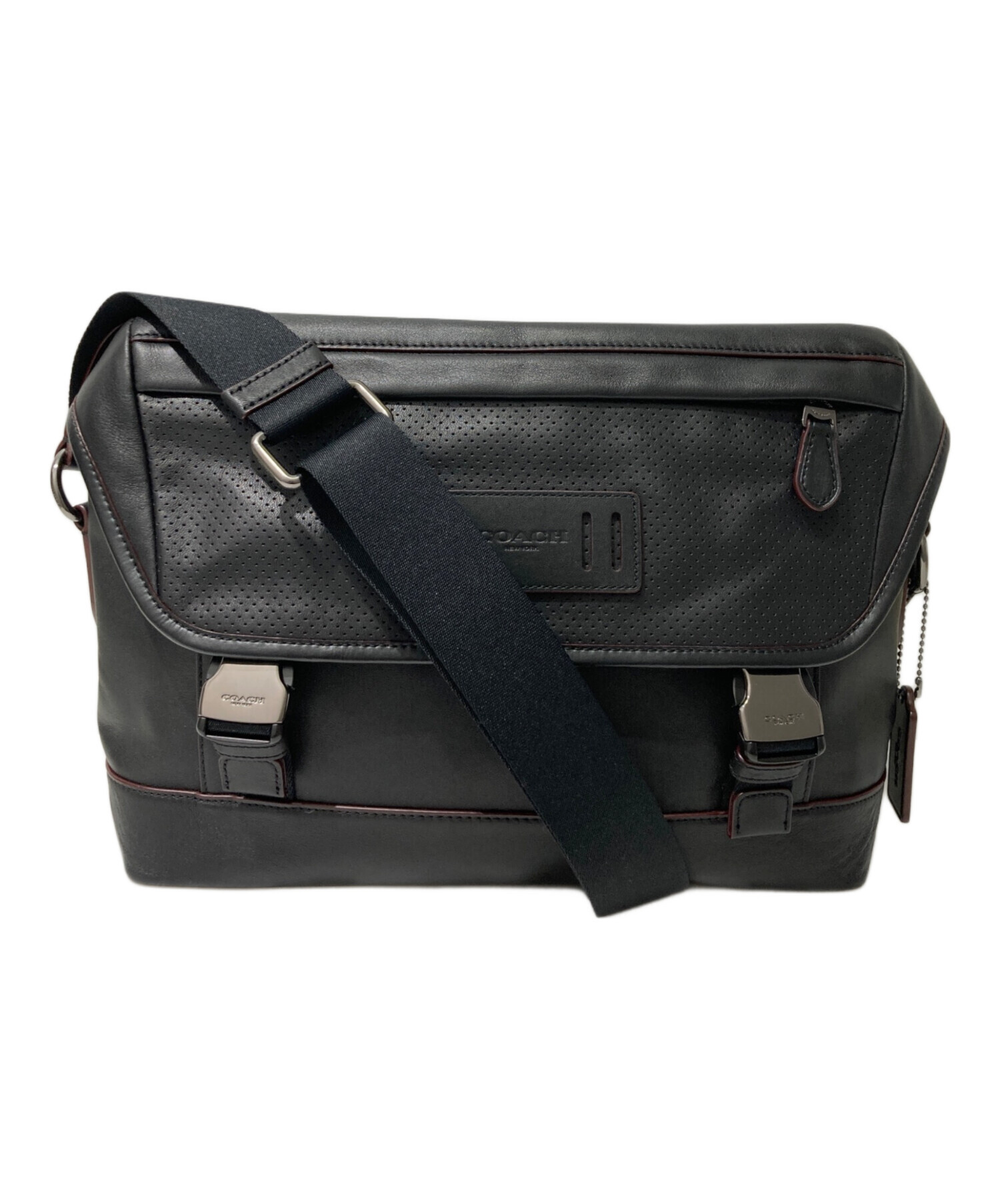 中古・古着通販】COACH (コーチ) レザーメッセンジャーバッグ ブラック