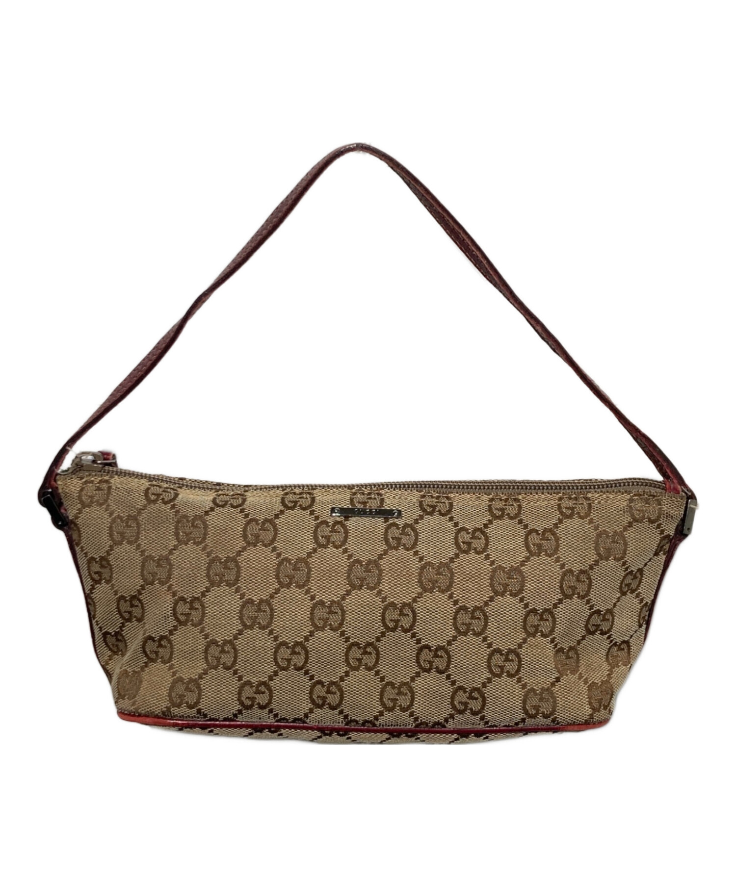 GUCCI グッチ　アクセサリーポーチ　キャンバス　レザー　ロゴ　ベージュ 中古・古着通販】GUCCI (グッチ) GGキャンバスアクセサリーポーチ
