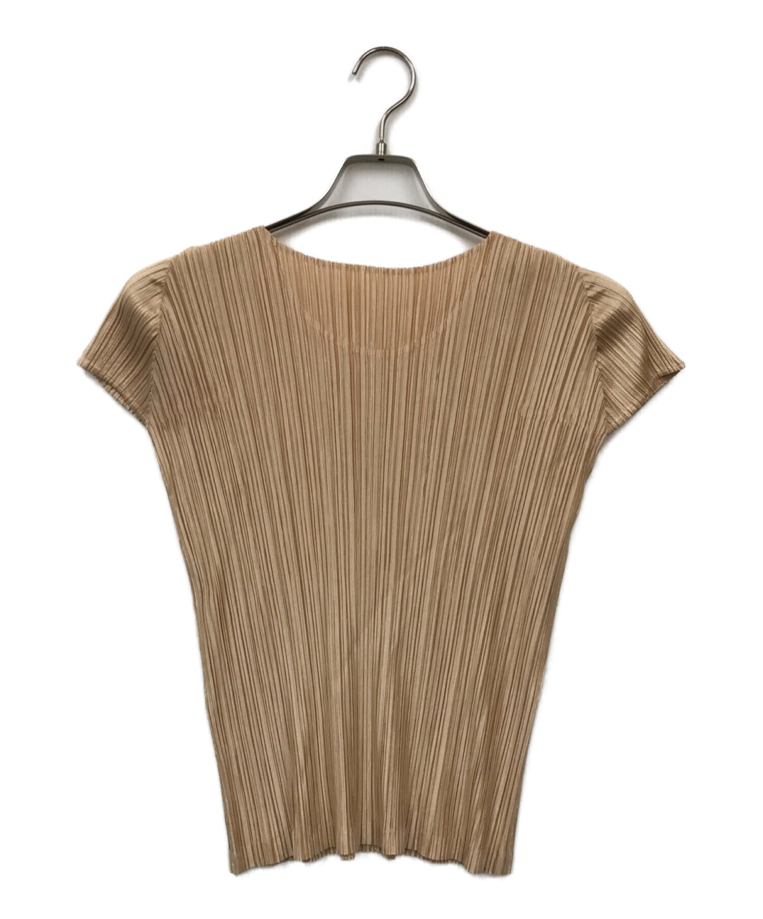 プリーツプリーズ ベージュ ノースリーブカットソー PLEATS PLEASEノースリーブ カットソー_ベージュ
