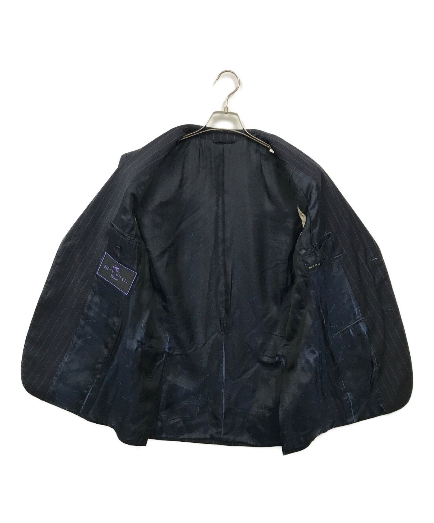 美品 ETRO テーラードジャケット ナイロン ラムレザー ブラック 54 中古・古着通販】ETRO (エトロ) テーラードジャケット ネイビー サイズ