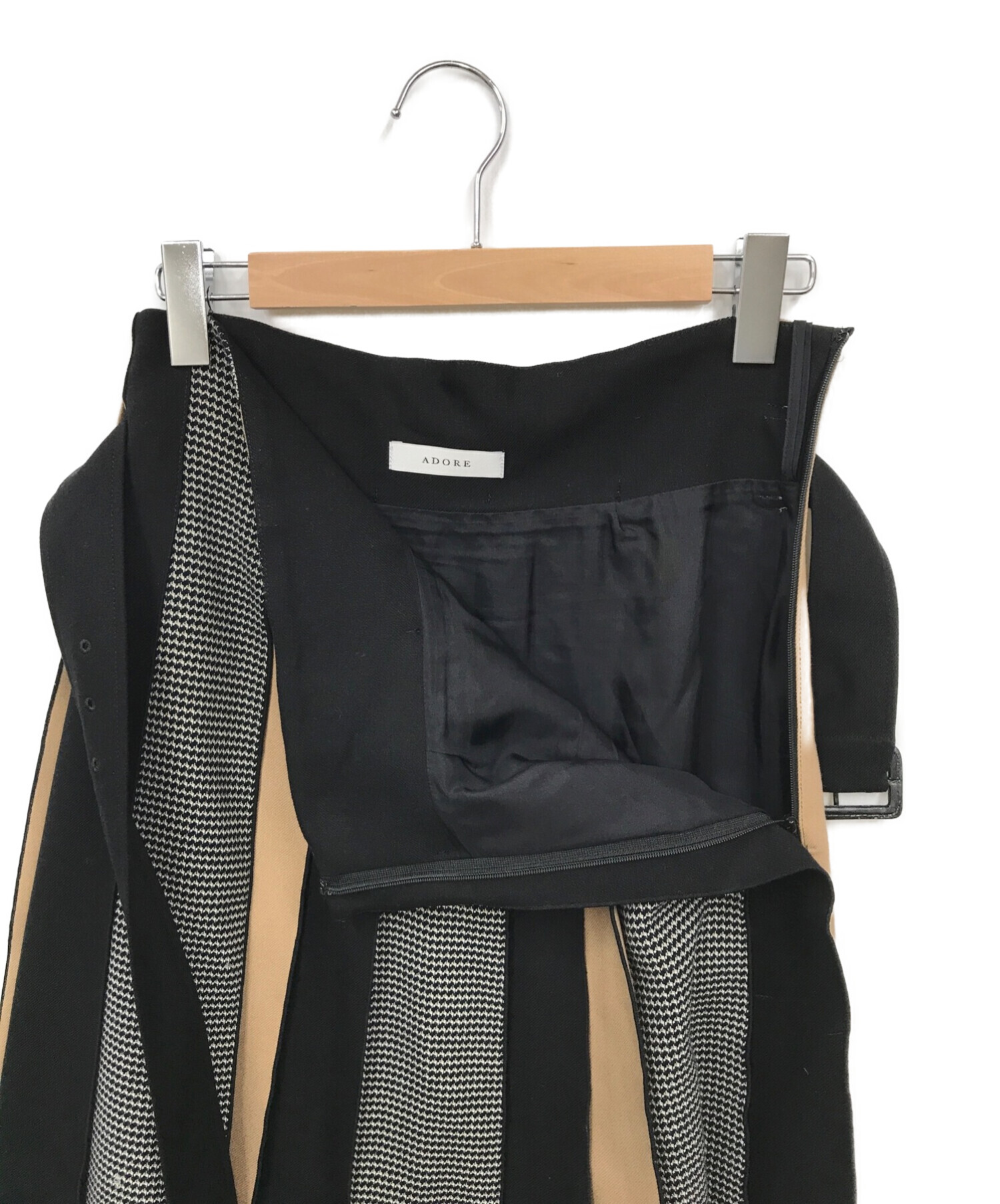 アドーア パッチワークストライプベルト付きスカート 36 【公式通販】