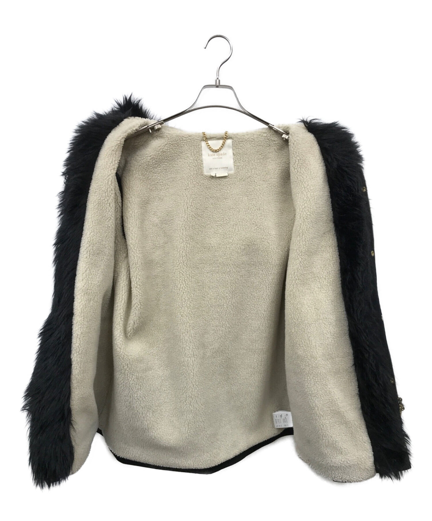 美品 ケイトスペード モッズコート 裏ボア ファー付き アウター 黒 3042002438327141_01_6856.jpeg