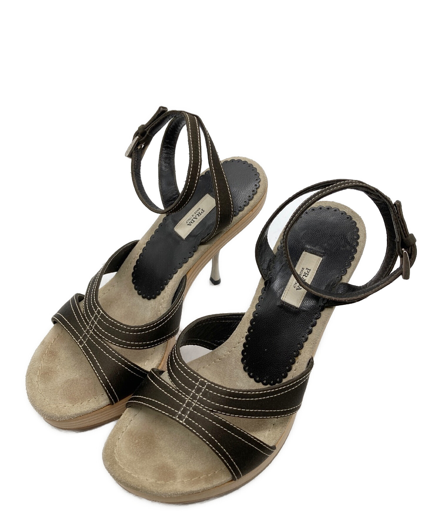 中古・古着通販】PRADA (プラダ) ウェッジソールサンダル ベージュ 