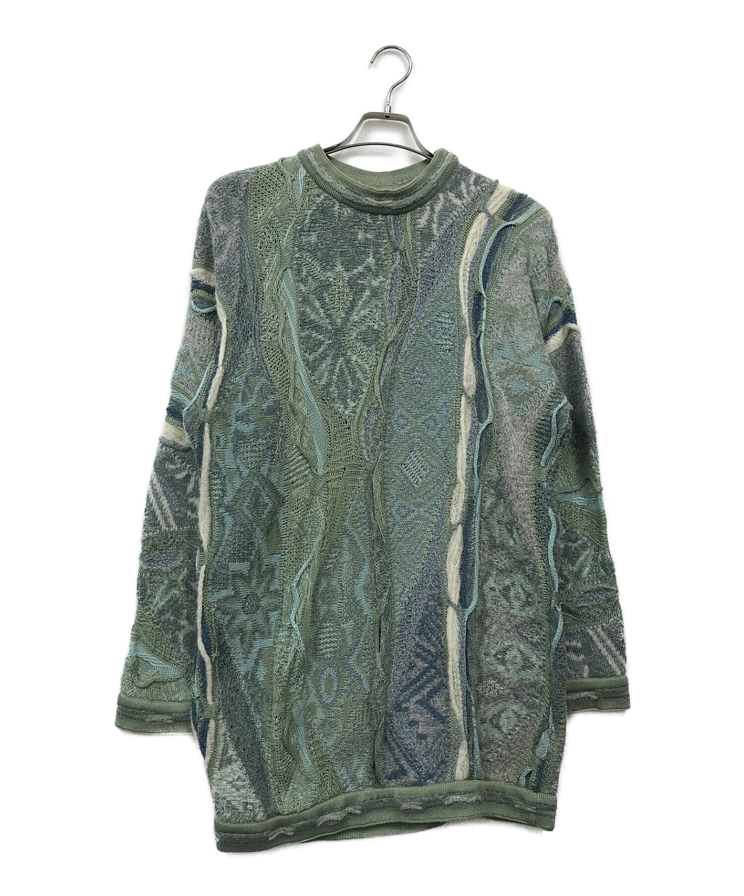 中古・古着通販】Coogi (クージー) 3D立体ケーブルニット 黄緑 サイズ