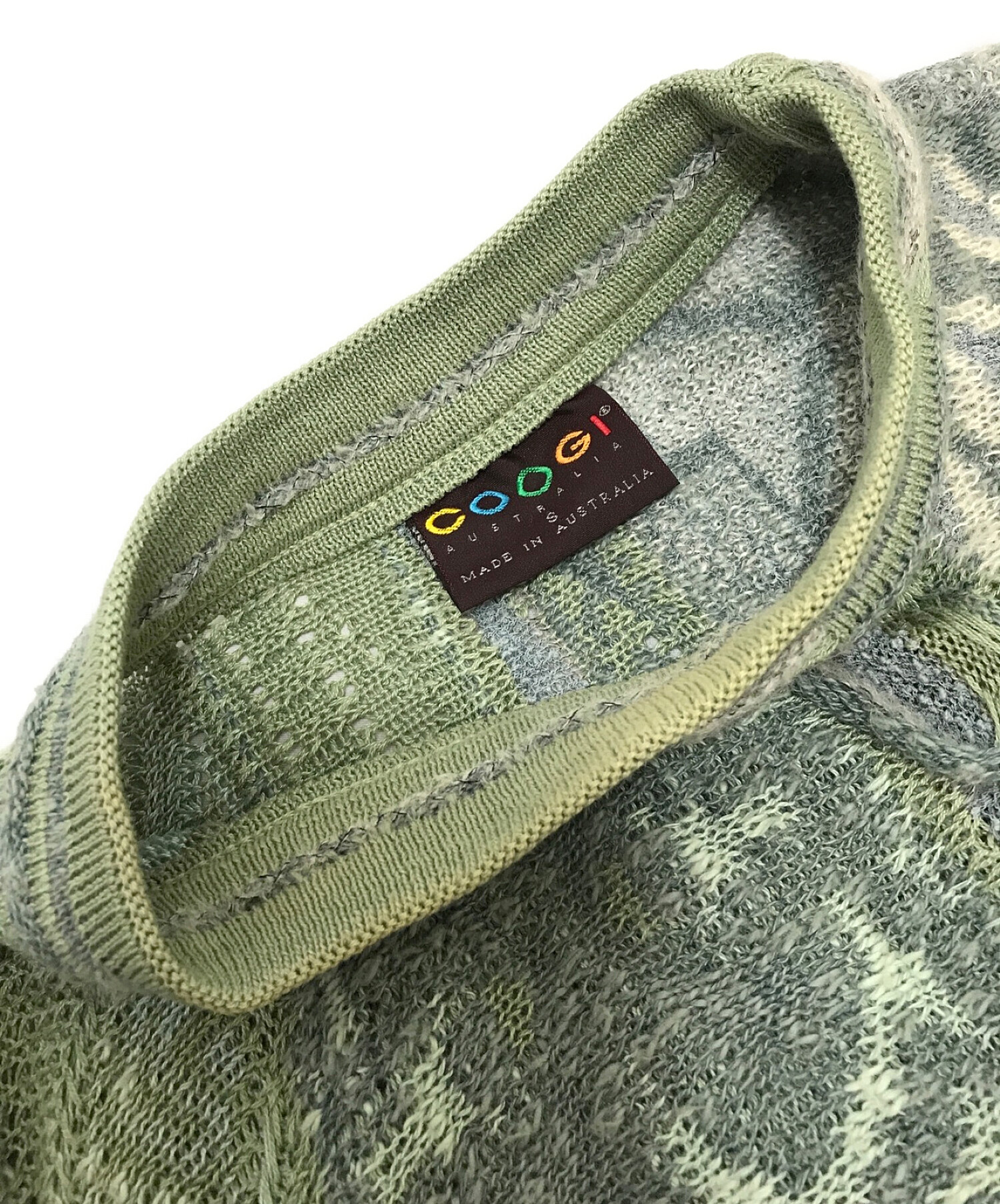 中古・古着通販】Coogi (クージー) 3D立体ケーブルニット 黄緑 サイズ