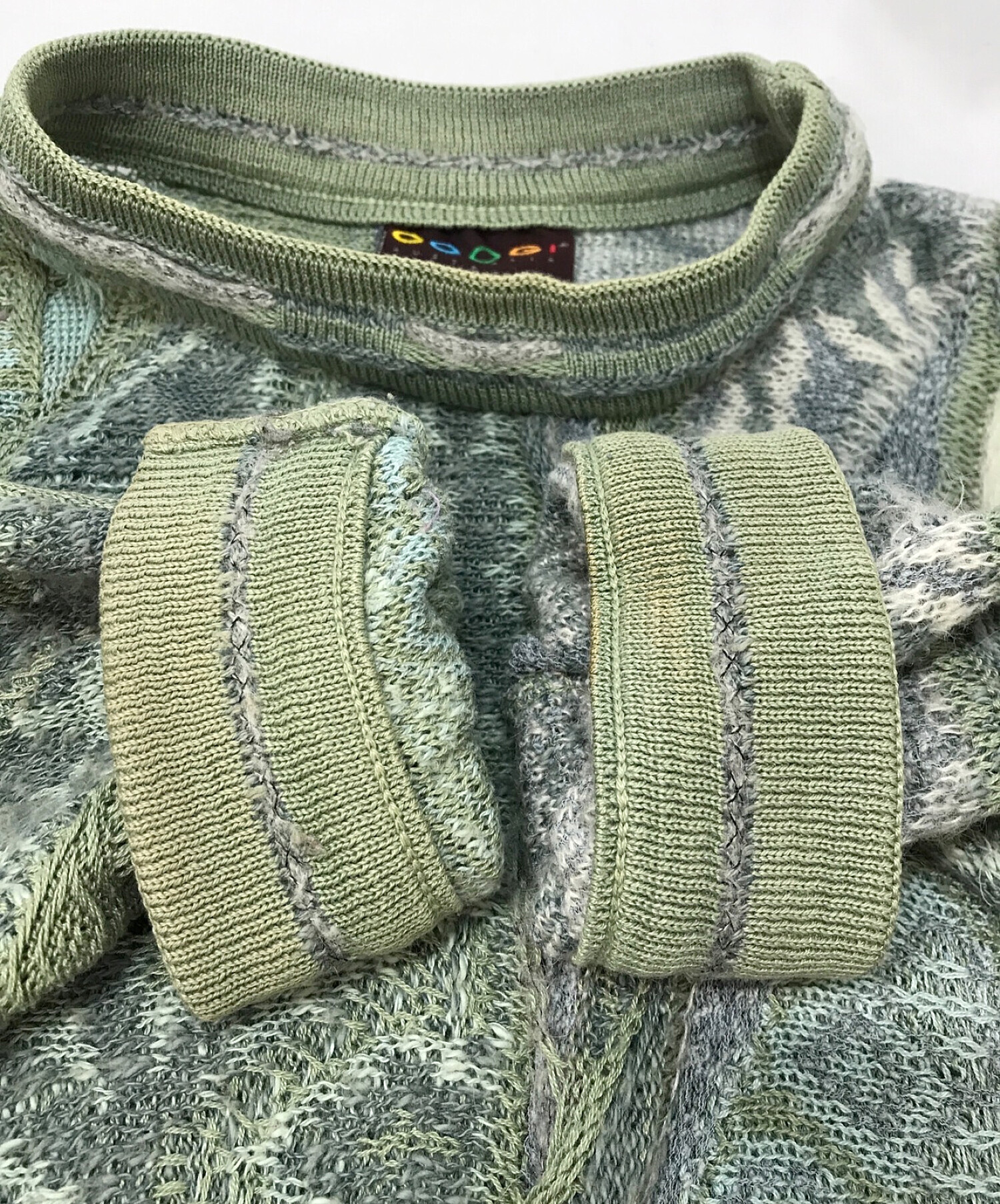 中古・古着通販】Coogi (クージー) 3D立体ケーブルニット 黄緑 サイズ