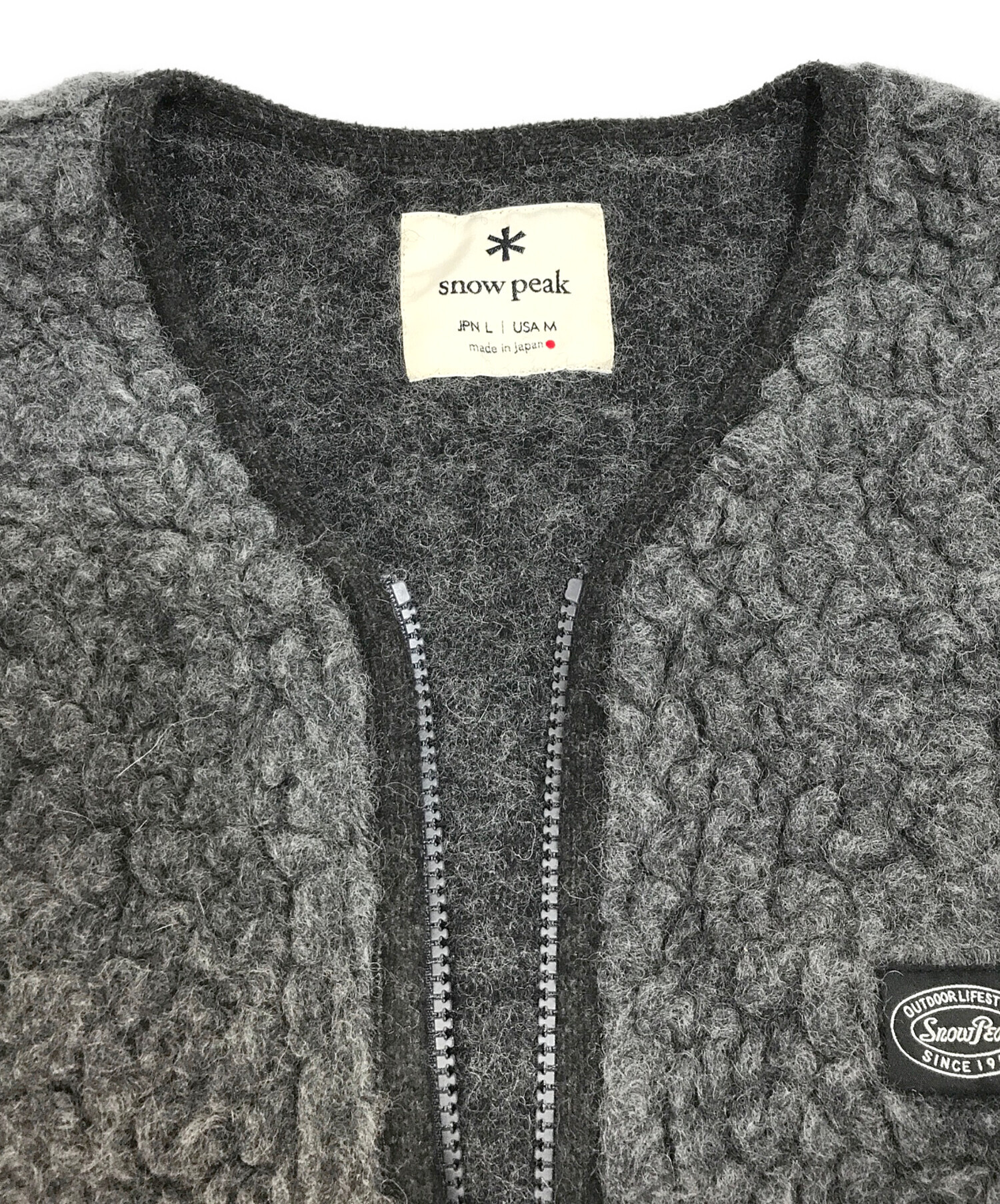 snow peak ウールフリースベスト 羊毛 ハーフジップ ブラック M 楽天