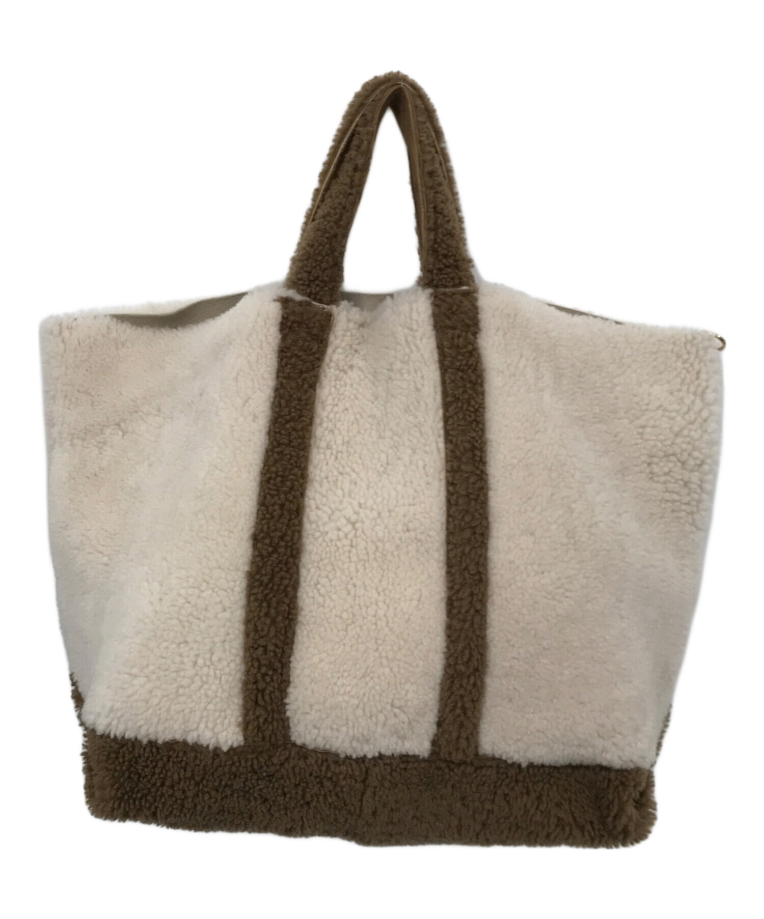 CARUS ゼブラ ムートン トートバッグ Dカン付き 中古・古着通販】CARUS (カルス) ムートントートバッグ ベージュ