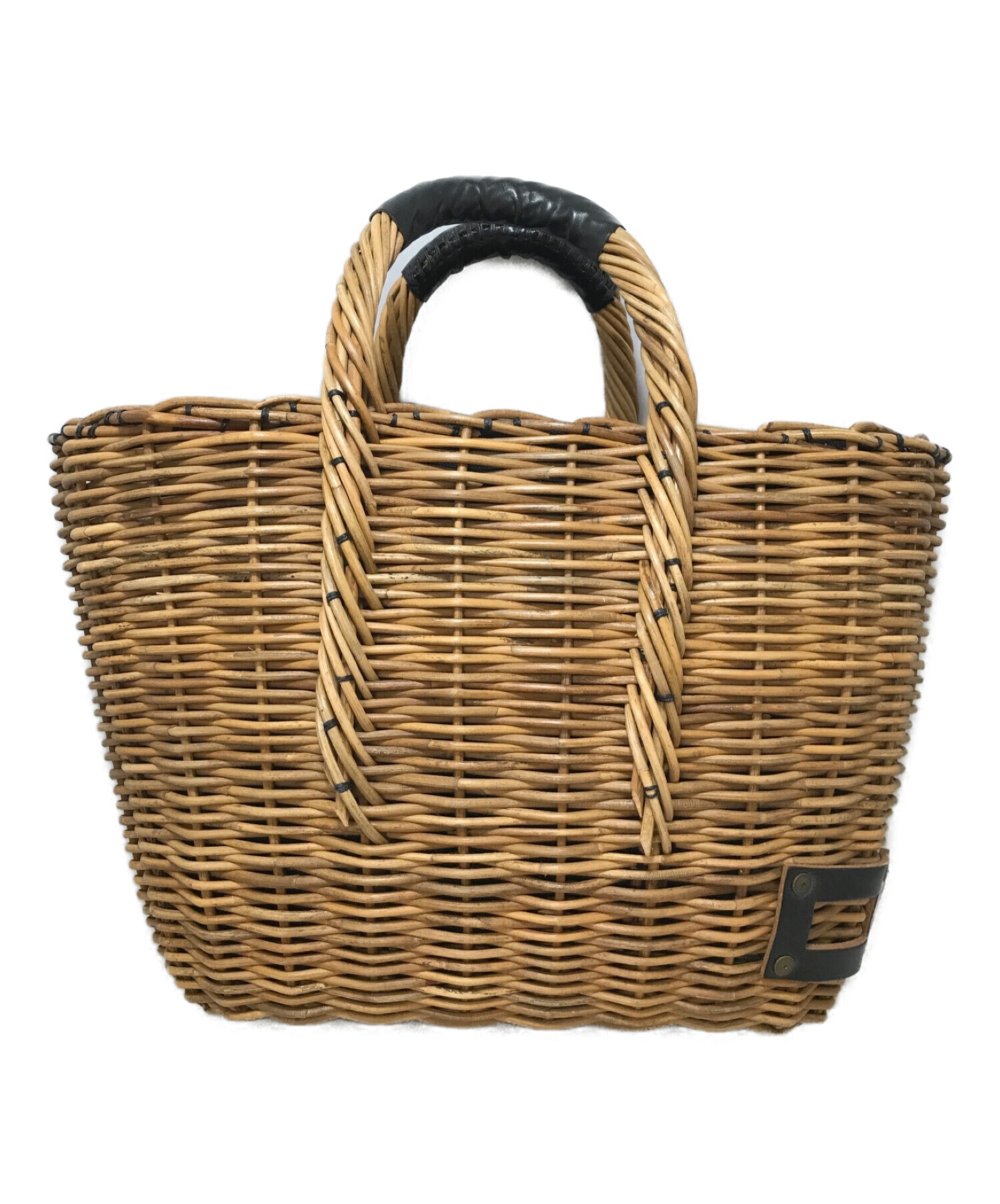 エバゴス籐製かごバッグ ファー付き エバゴス籐製かごバッグ ファー