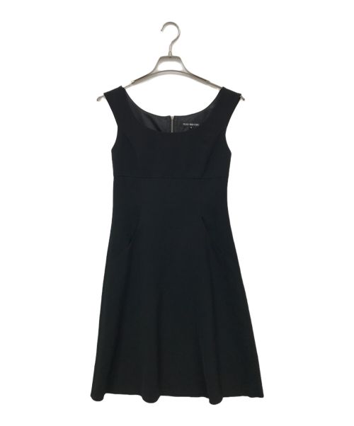美品 フォクシーニューヨーク ドレス ローレル ノースリーブワンピース XL 黒 FOXEY（フォクシー） ブラック ノースリーブ ニットドレス ブラック 38
